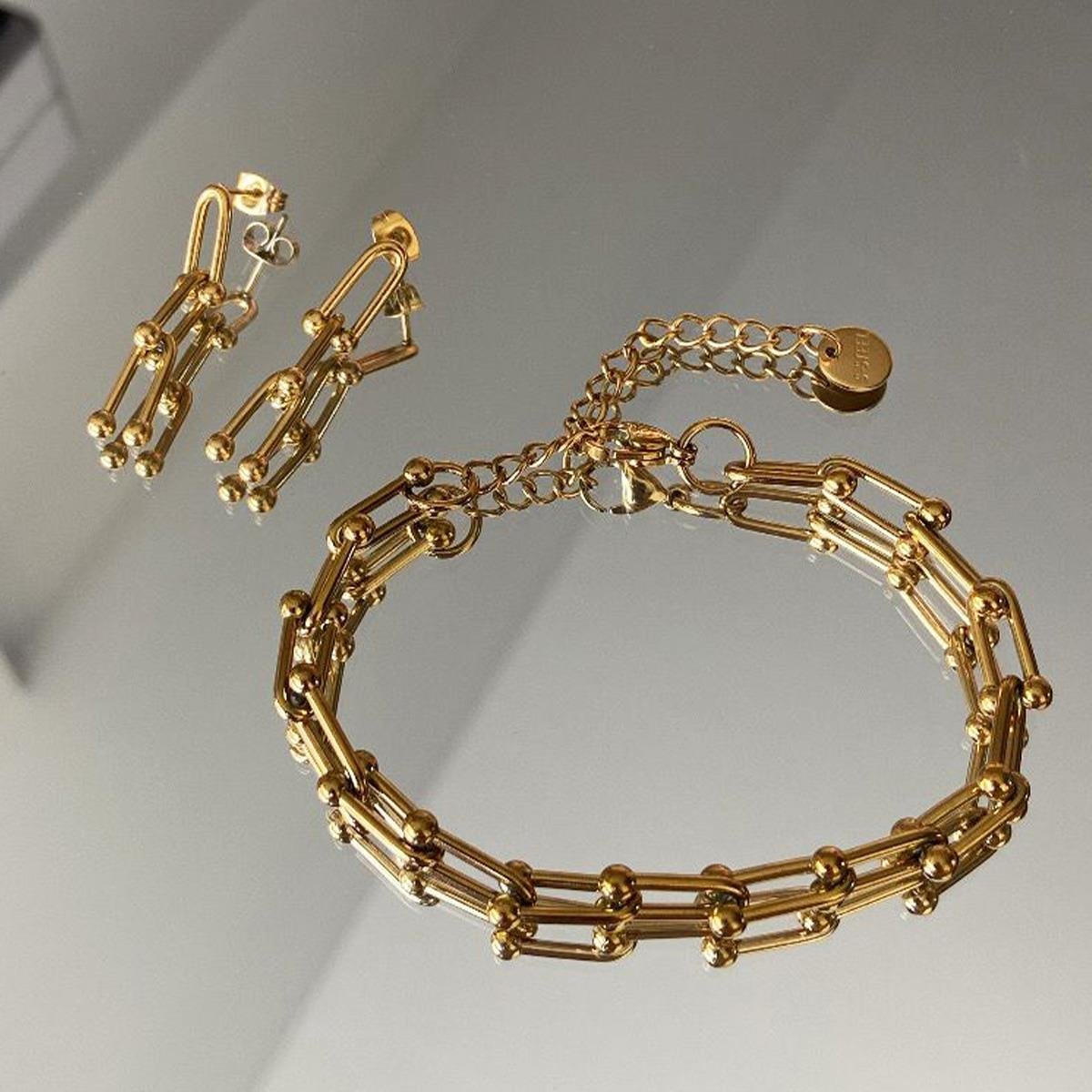 Trend Bileklik Küpe Çelik Set 