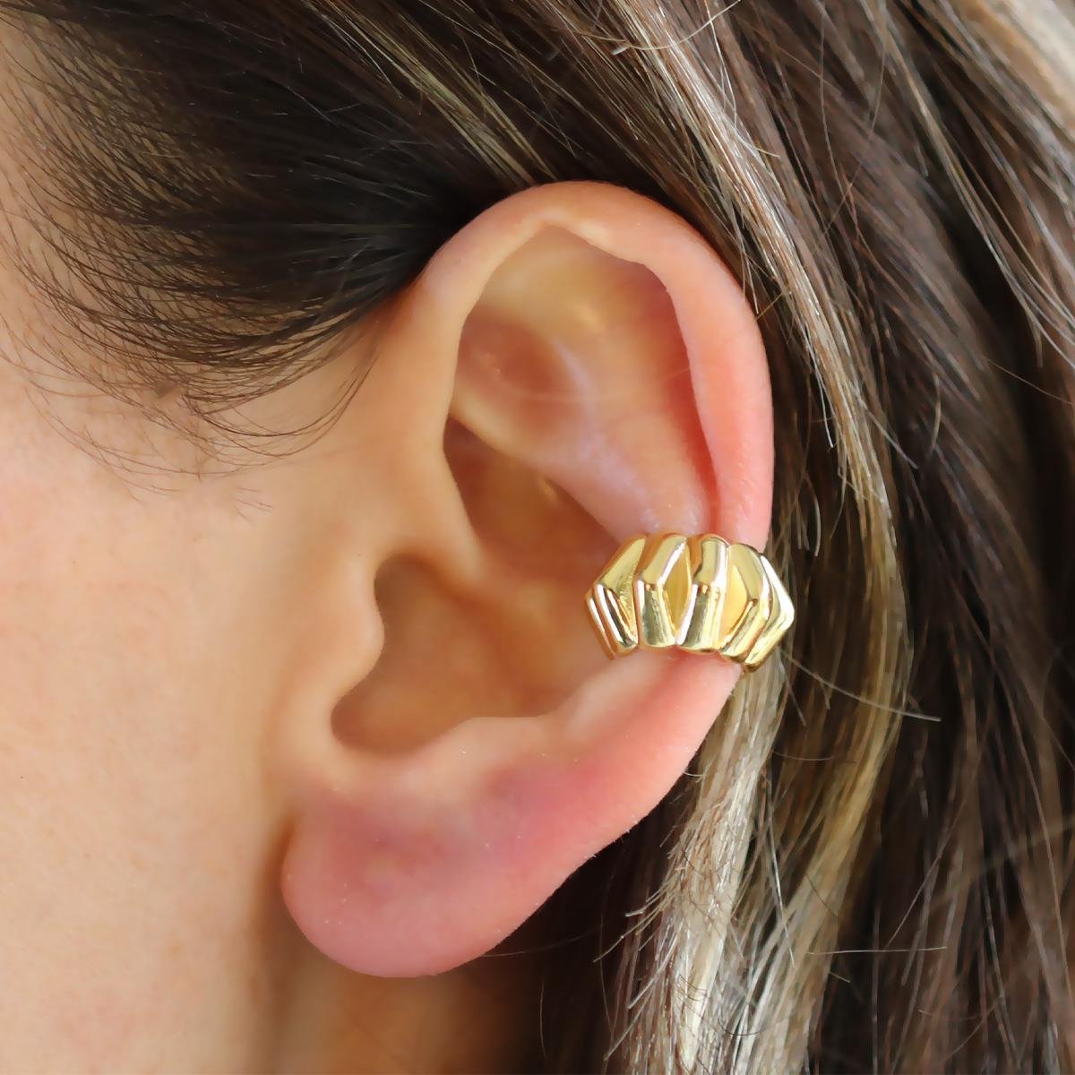 Trend Bombeli Cuff Gümüş Küpe