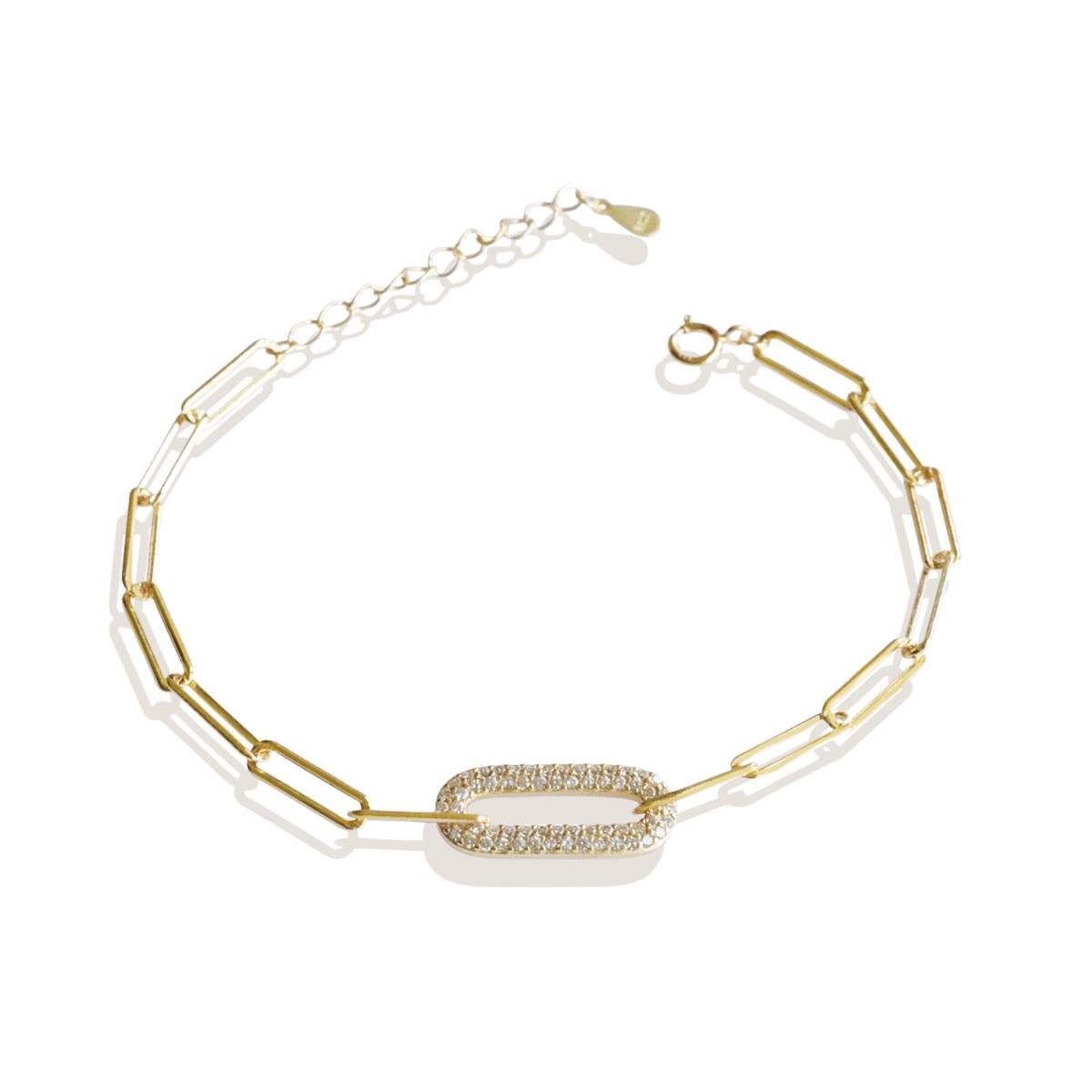 Trend Zincirli Taşlı Gümüş Bileklik