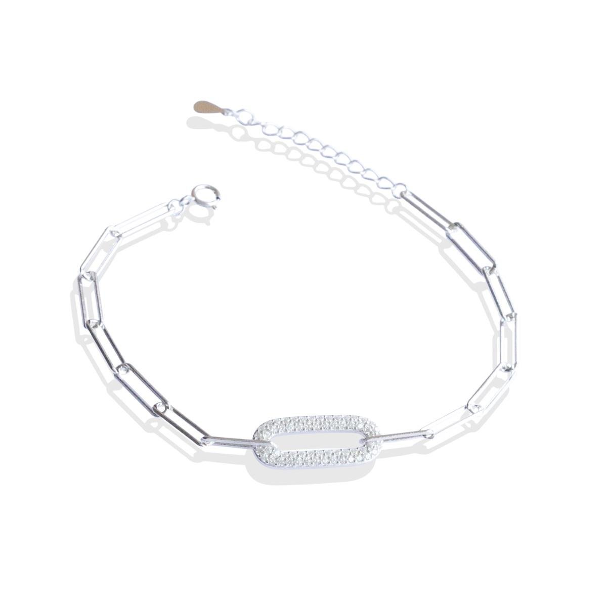 Trend Zincirli Taşlı Gümüş Bileklik