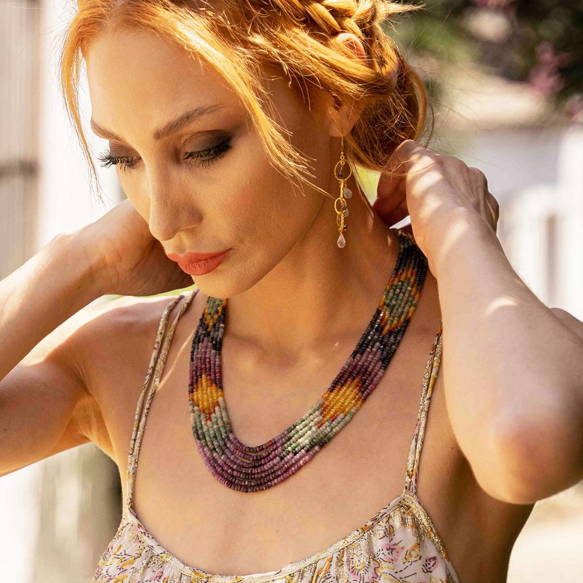 Turmalin Taşlı 7 Sıra Doğal Taş Gerdanlık