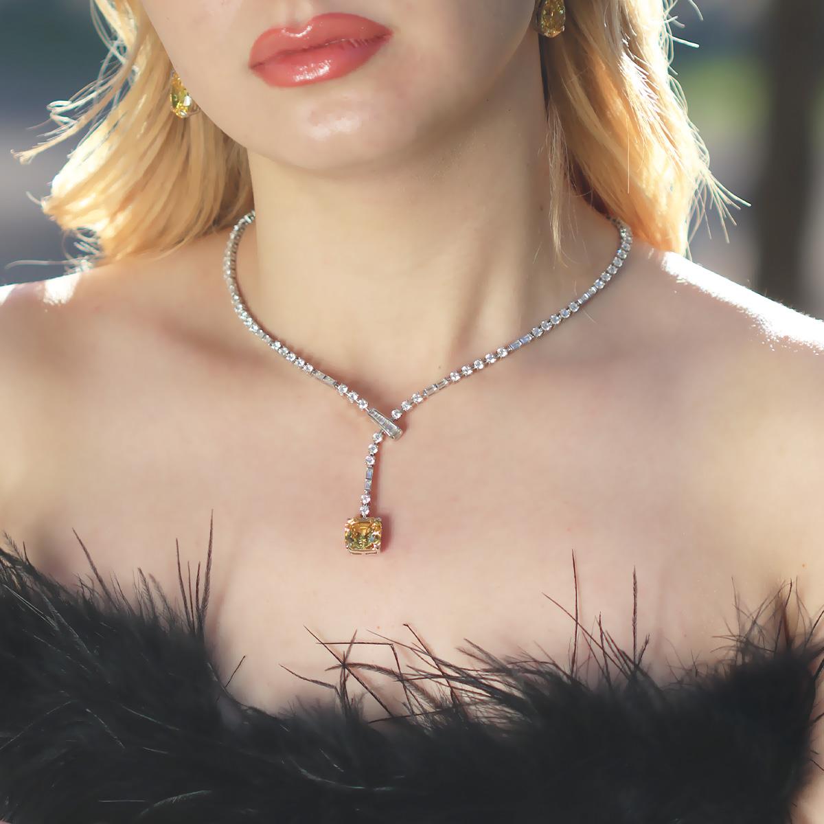 Vintage Sitrin Kare Taşlı Gerdanlık