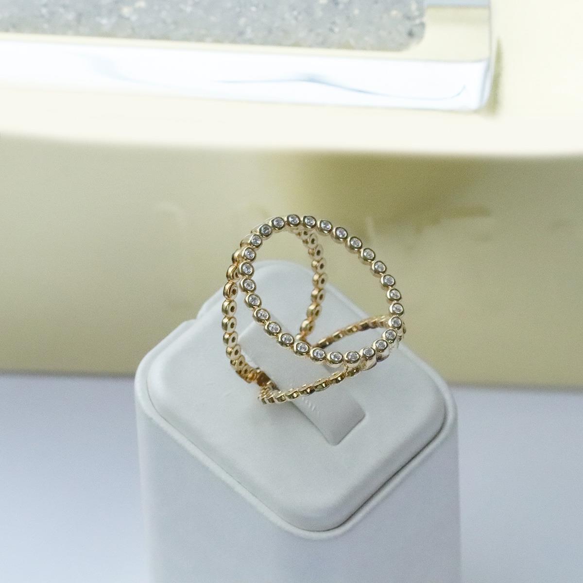 Well 3 Taraflı Gold Kaplama Çok Renkli Gümüş Yüzük