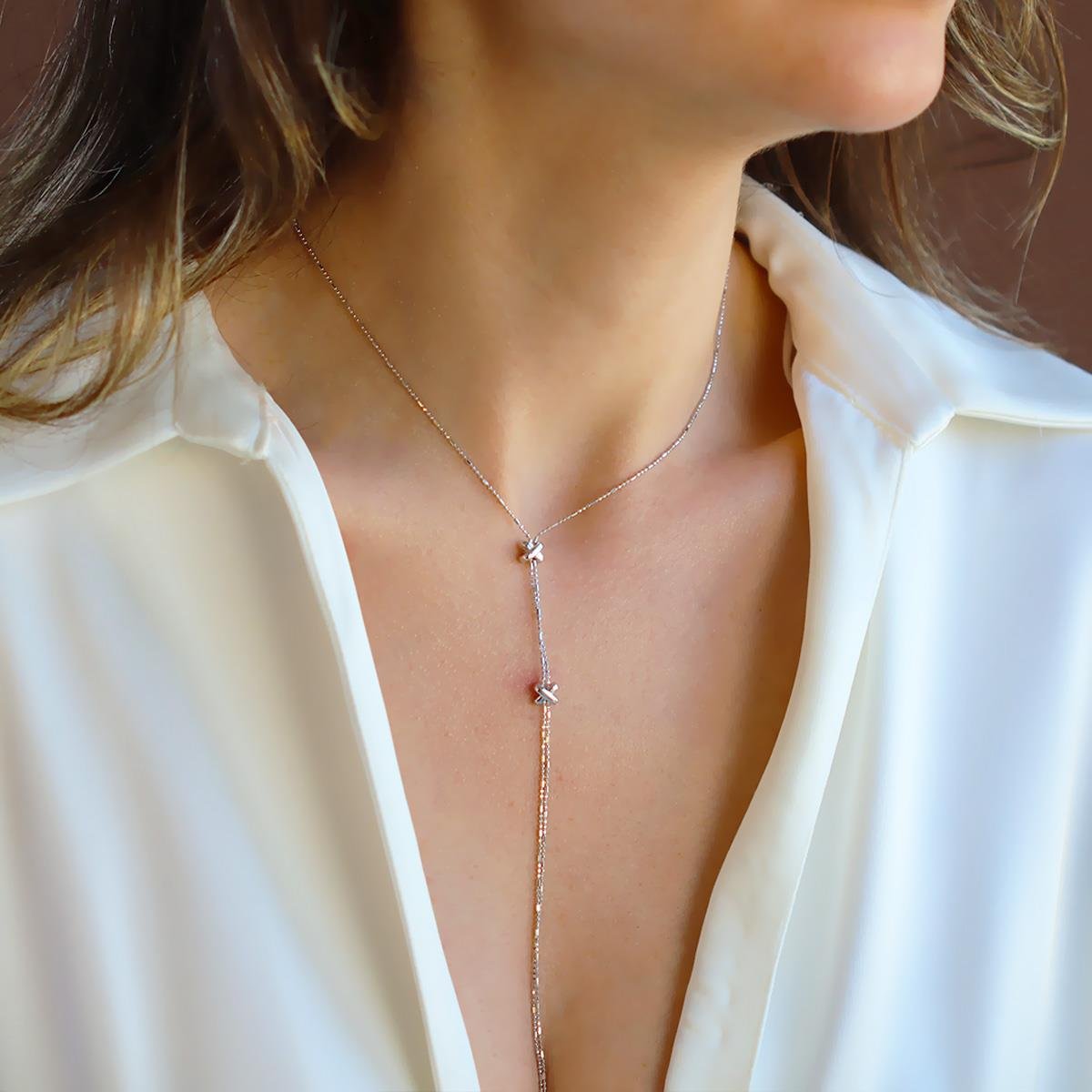 X Trend Sarkıt Gümüş Kolye