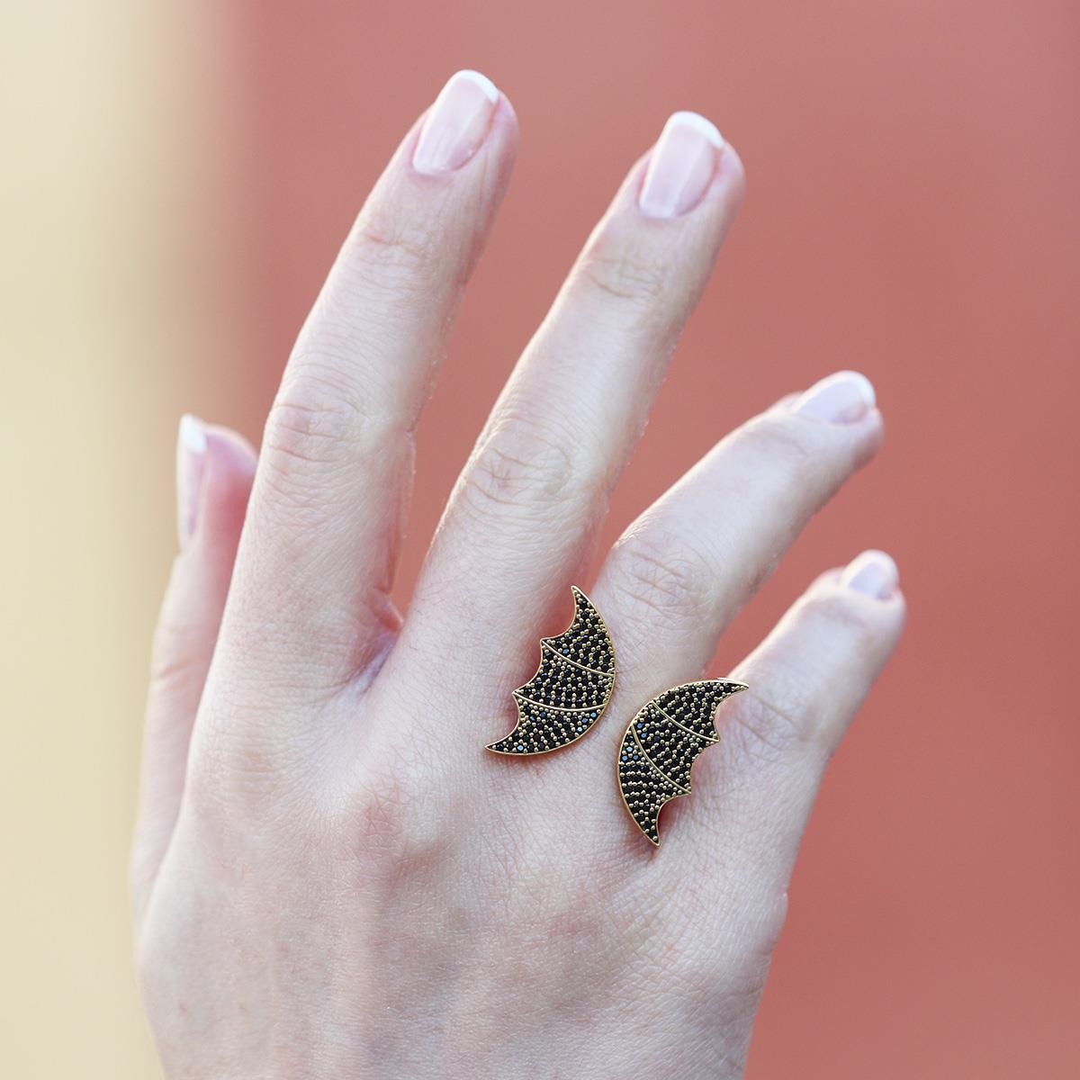 Yarasa Modeli Ayarlanabilir Gümüş Yüzük