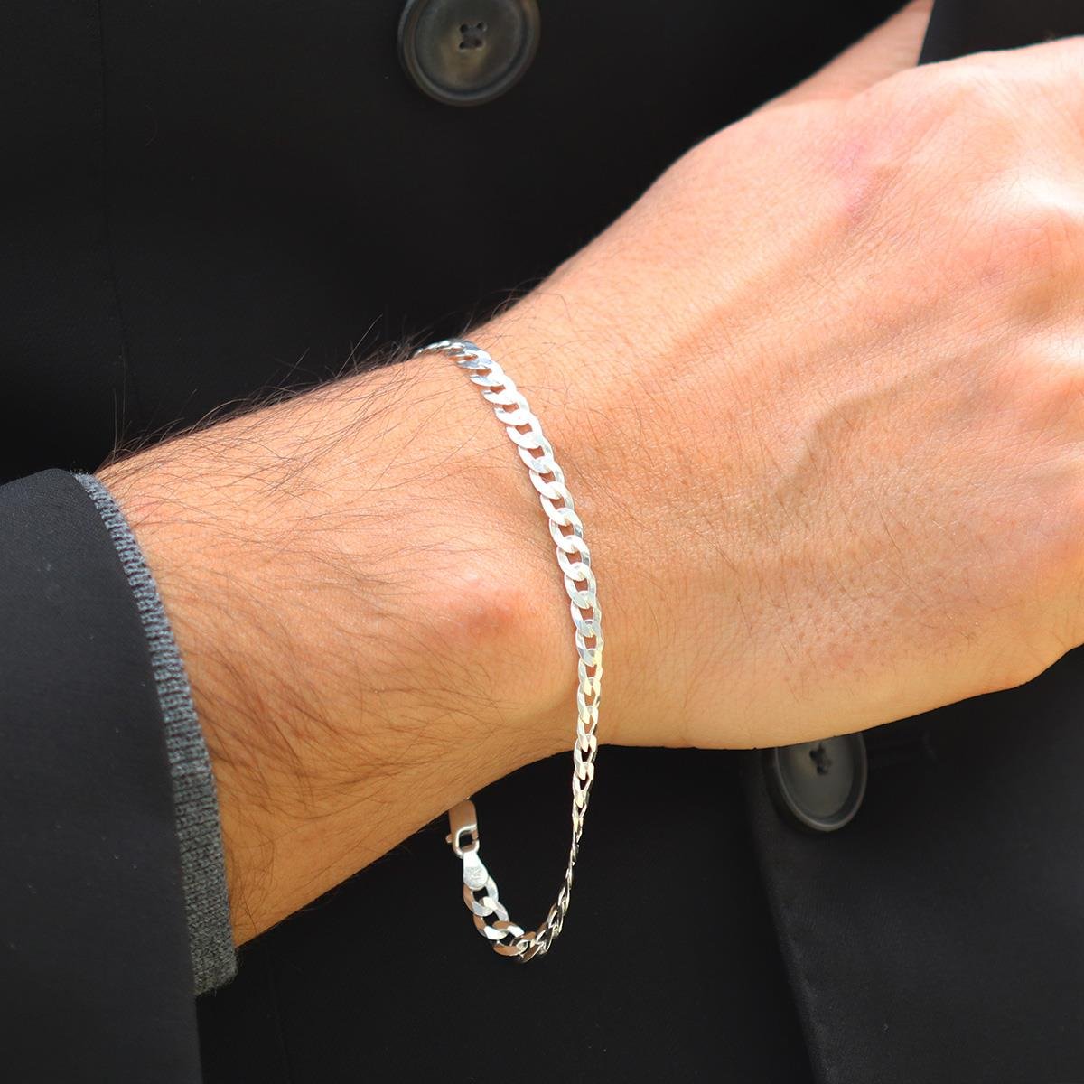 Yassı Gurmet 5mm Gümüş Erkek Bileklik