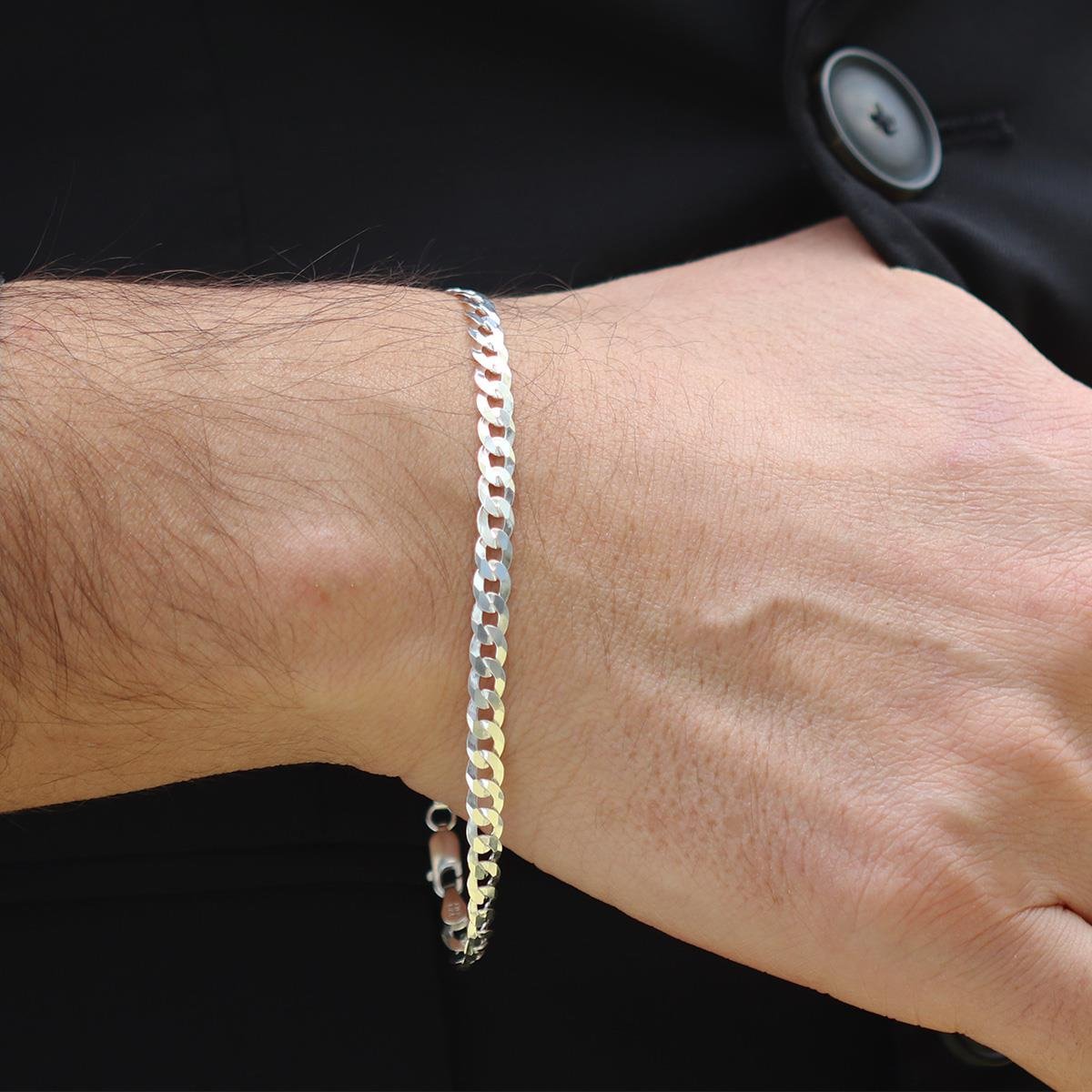 Yassı Gurmet 5mm Gümüş Erkek Bileklik