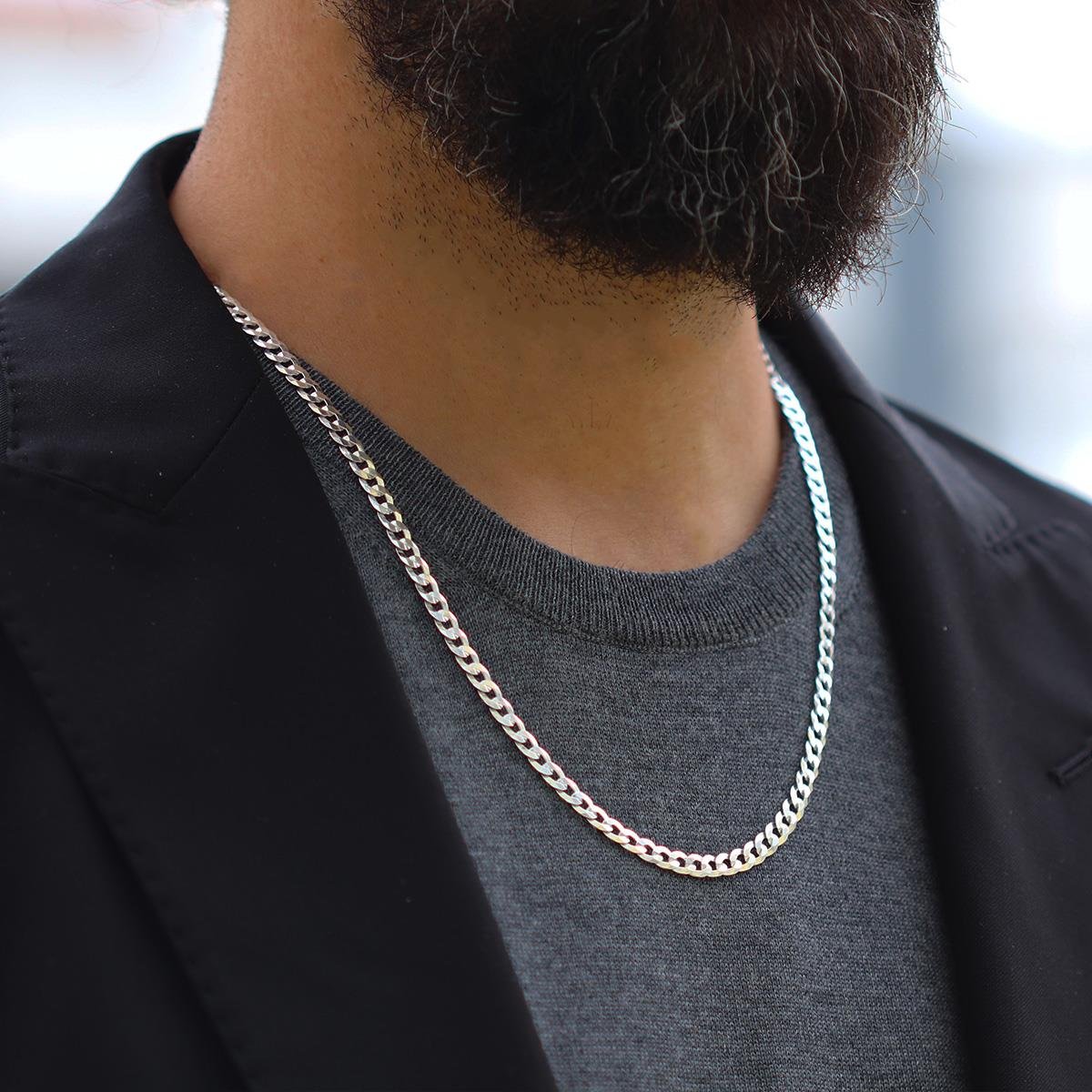 Yassı Gurmet Modeli 5mm 55cm Gümüş Zincir