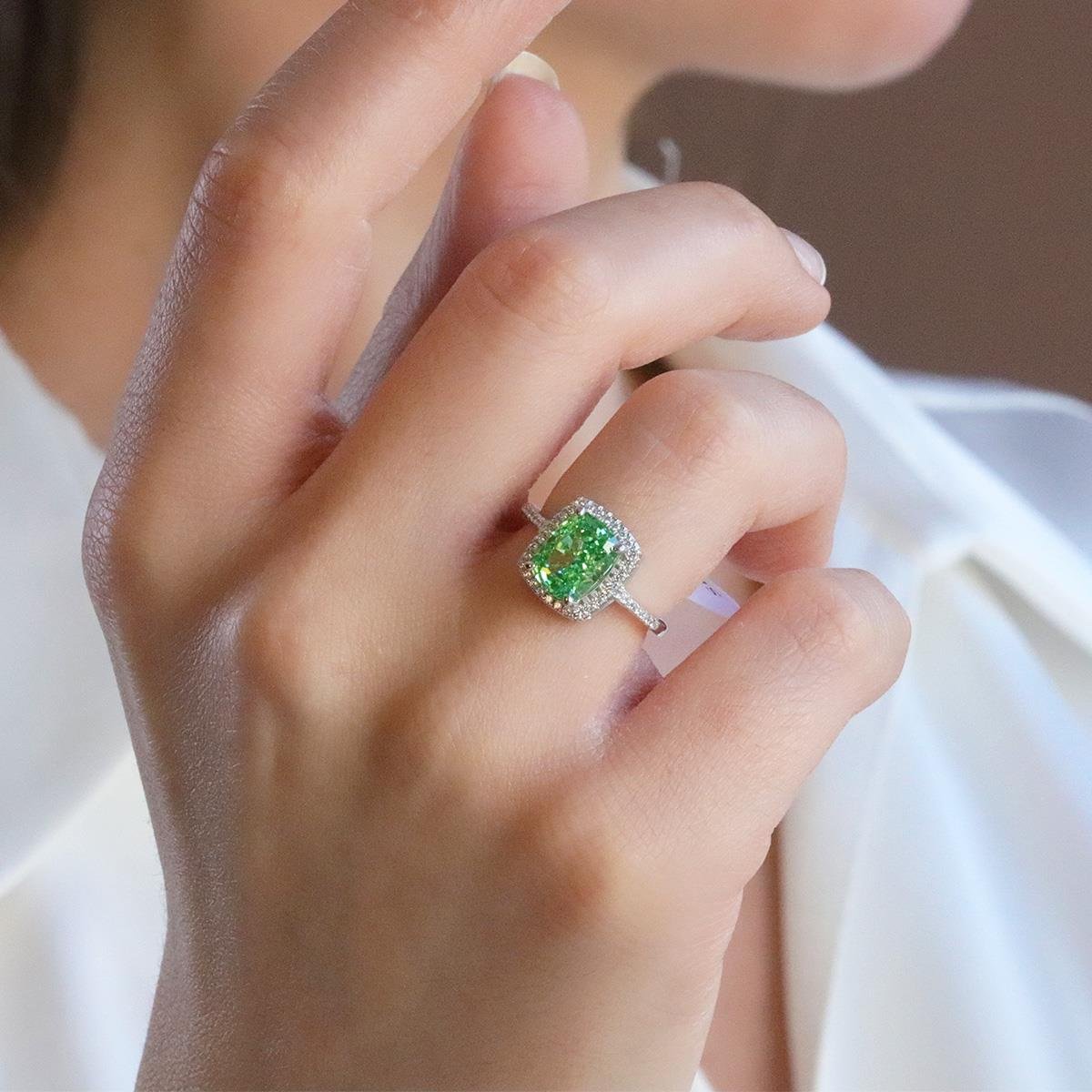 Yeşil Icecut Taşlı Gümüş Set