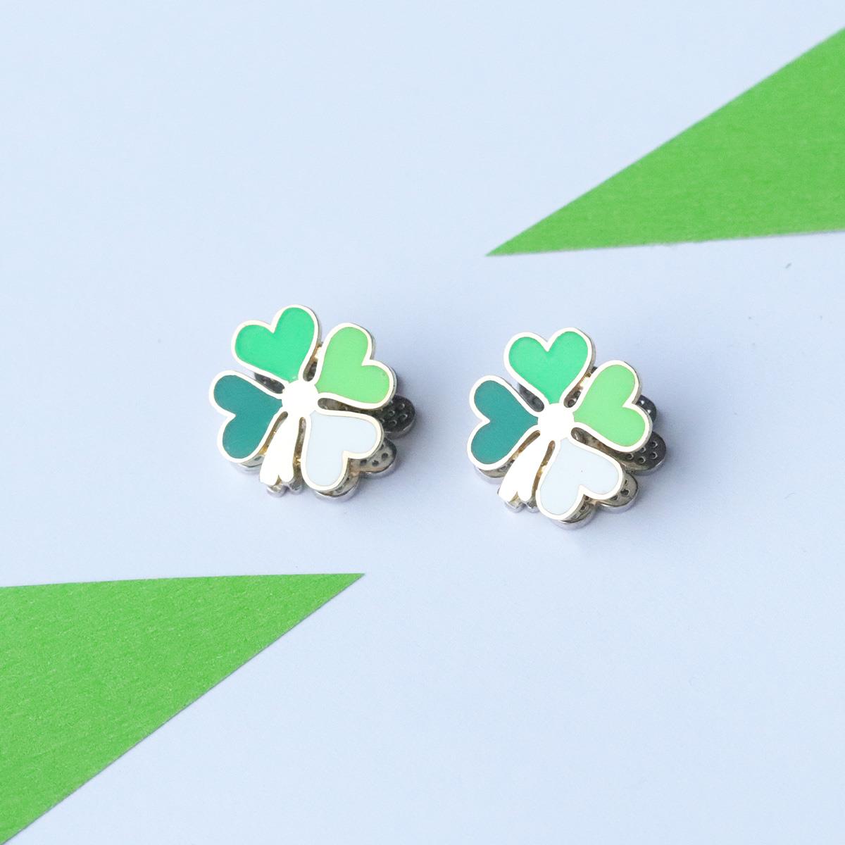 Yeşil Yonca Harikası Gümüş Küpe