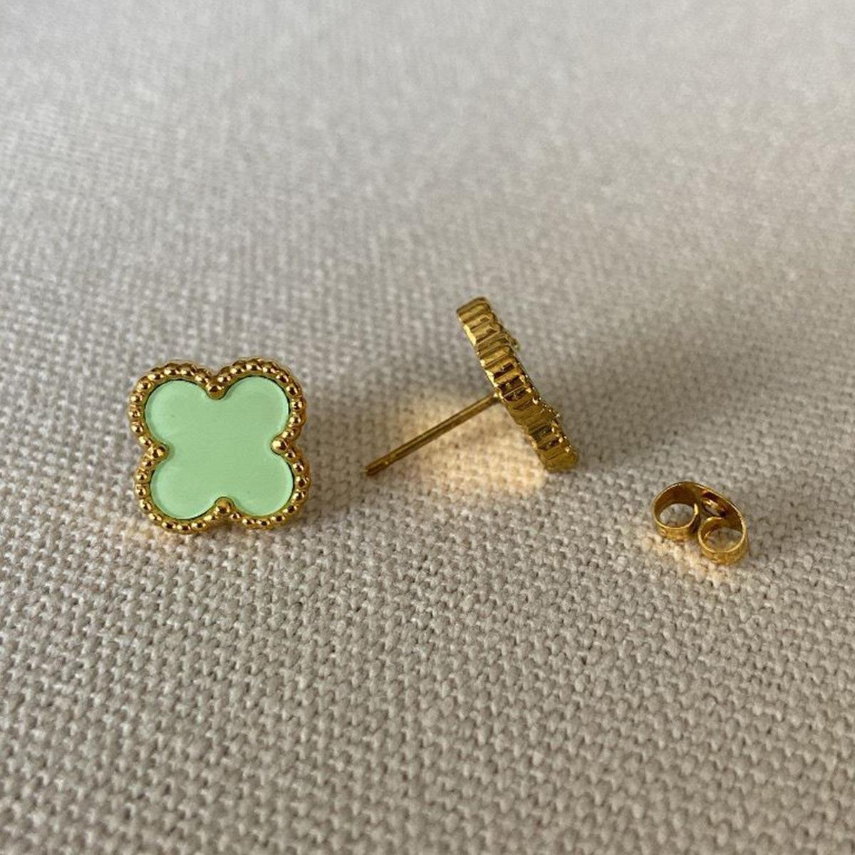 Yonca Üçlü Gold Çelik Kombin Küpe