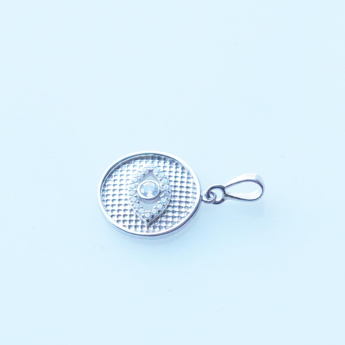 Zirkon Taşlı Göz Gümüş Kolye Ucu