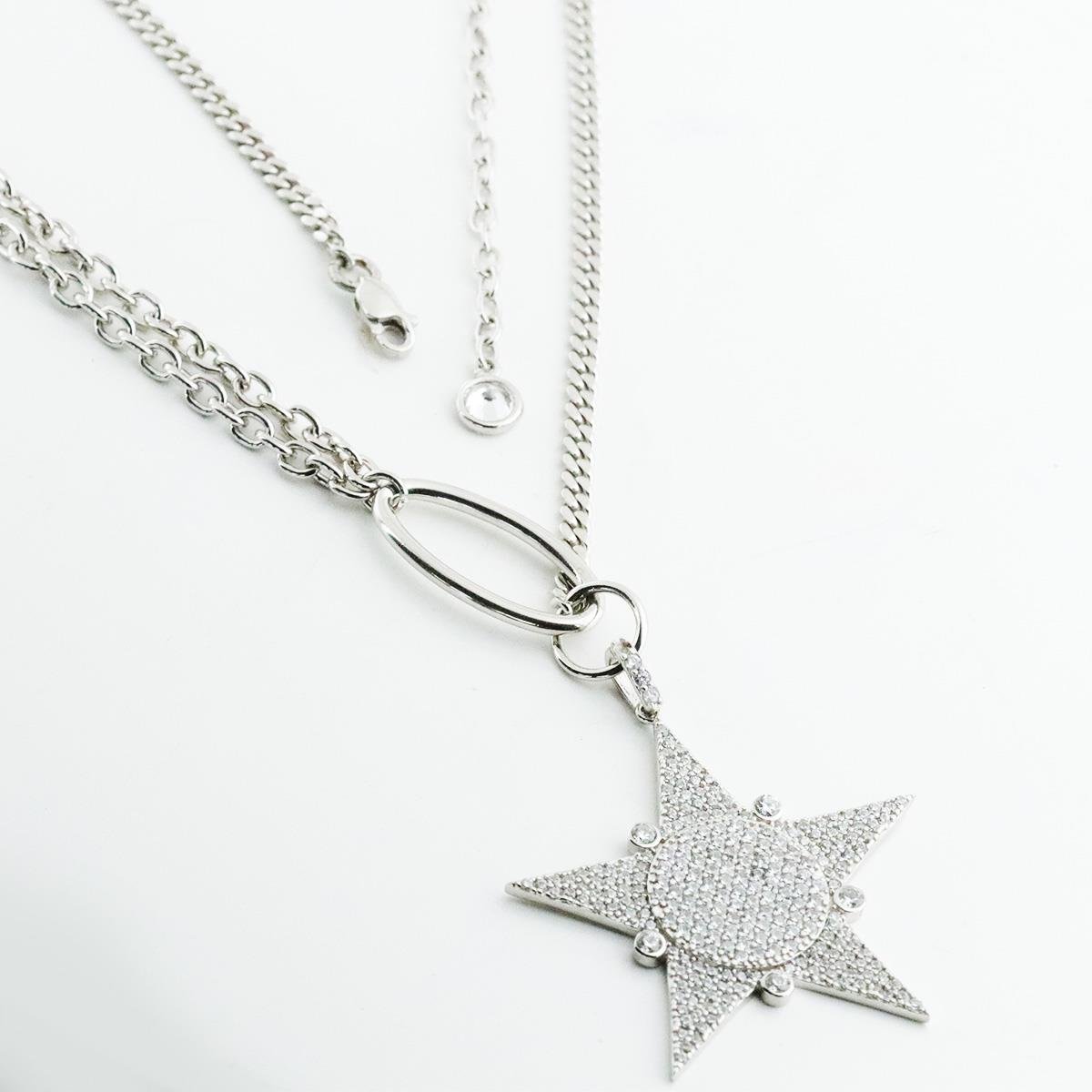 Zirkon Taşlı Gurmet Zincirli Tasarım Yıldız Gümüş Kolye