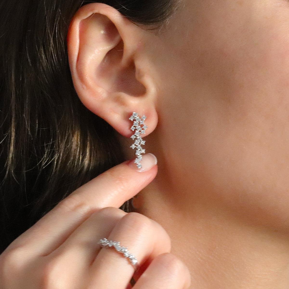 Zirkon Taşlı Pırlanta Modeli 925 Ayar Gümüş Set