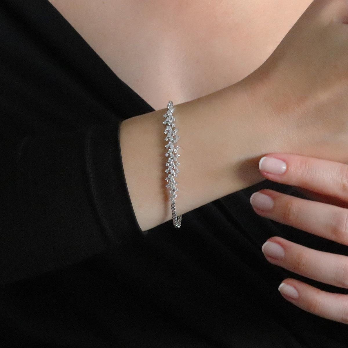 Zirkon Taşlı Pırlanta Modeli 925 Ayar Gümüş Set