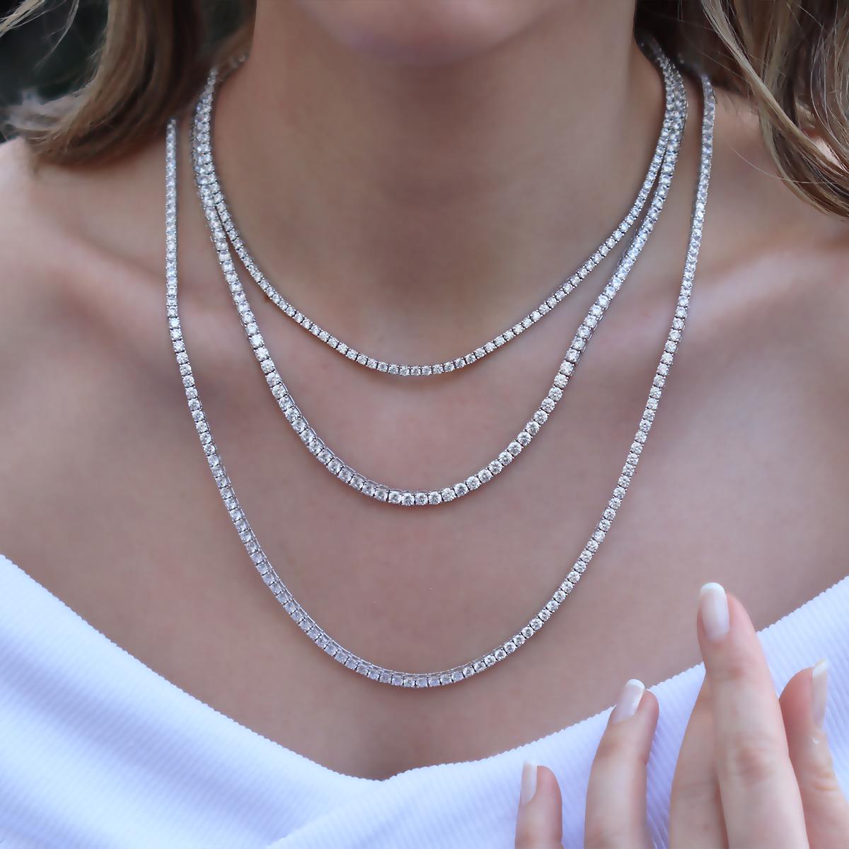 Zirkon Taşlı Su Yolu Gümüş Kolye