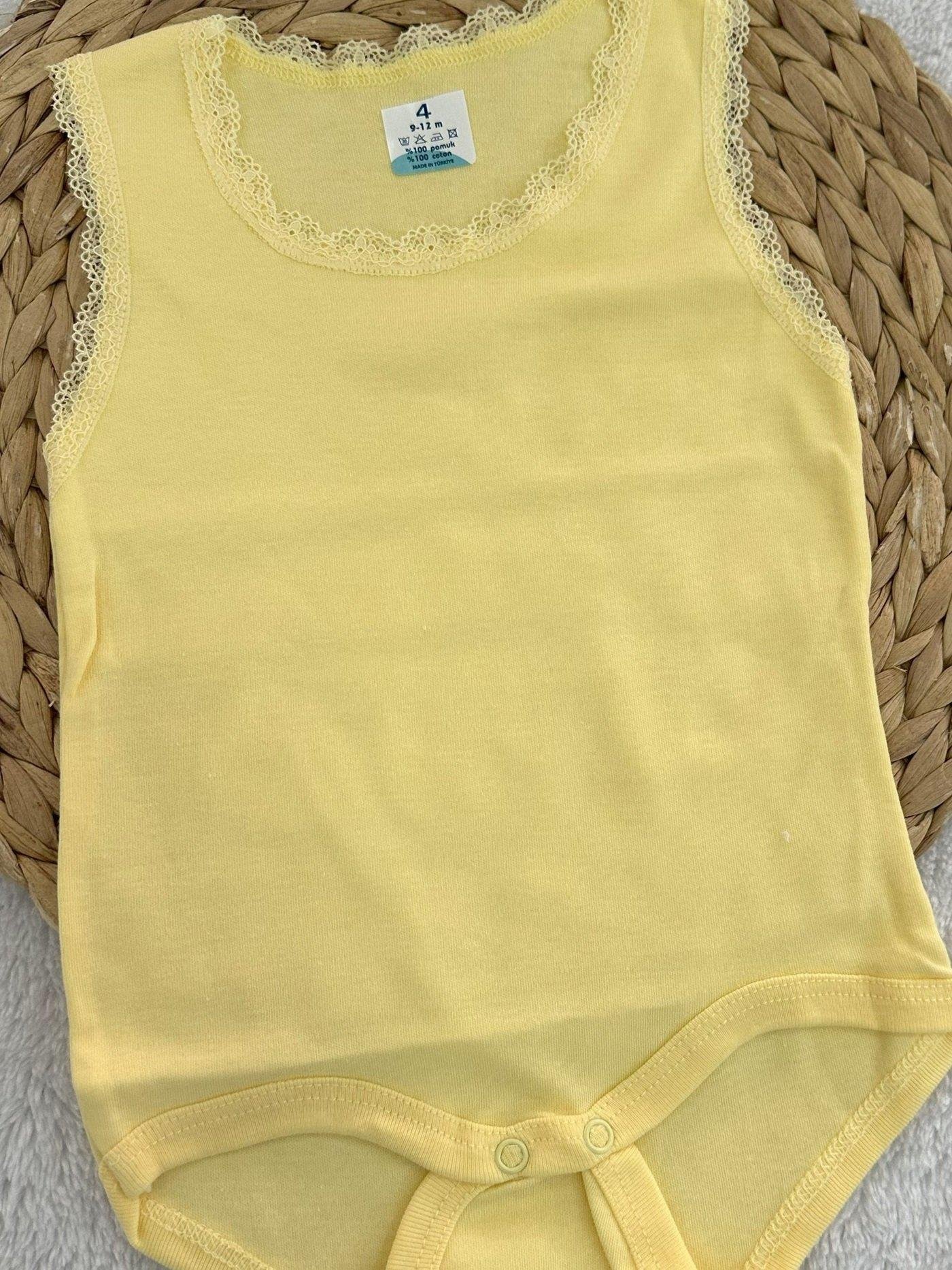 Dantelli Kız Bebek Çıtçıtlı Badi Zıbın (Ekru) 0-3/3-6/6-9/9-12/12-18/18-24 Ay