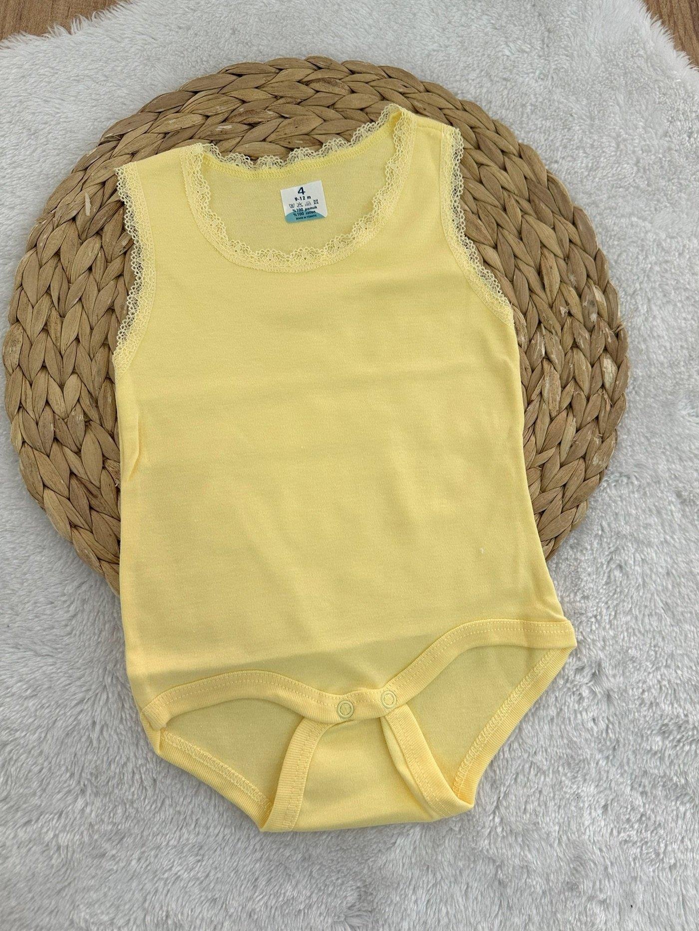 Dantelli Kız Bebek Çıtçıtlı Badi Zıbın (Ekru) 0-3/3-6/6-9/9-12/12-18/18-24 Ay