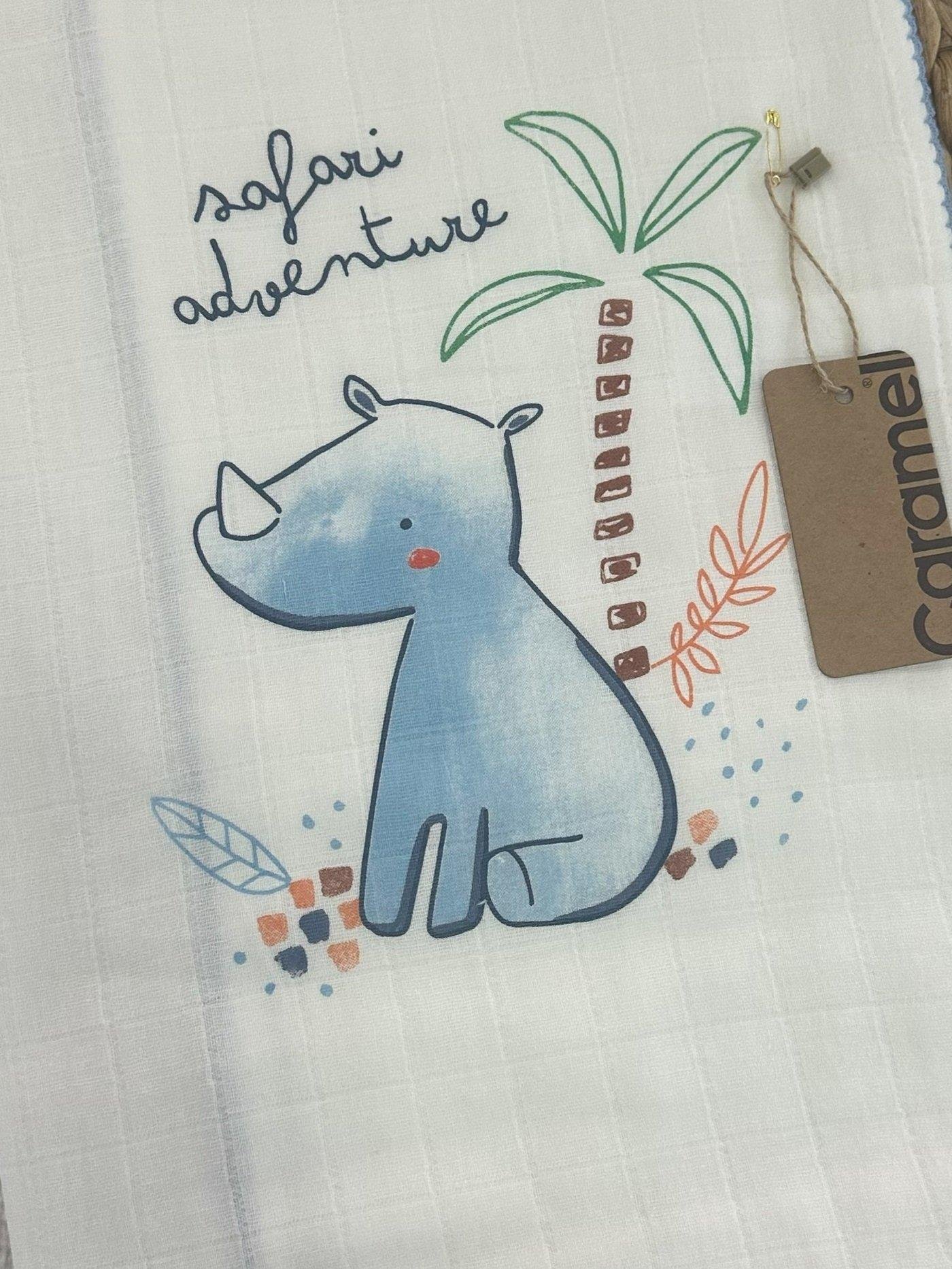 Desenli Tek Kat Müslin Bebek Battaniyesi 80x90 Cm