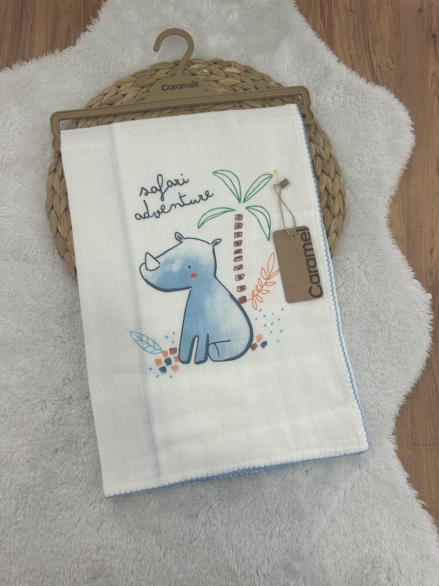 Desenli Tek Kat Müslin Bebek Battaniyesi 80x90 Cm