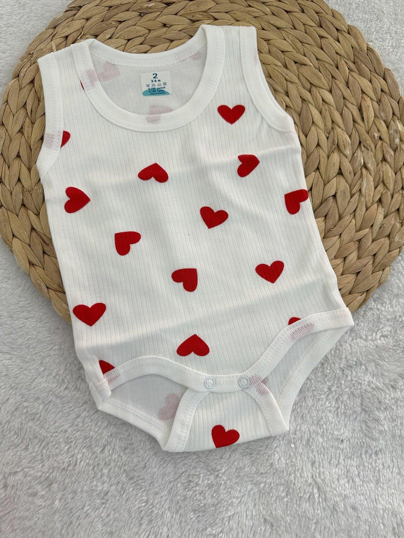 Kalp Baskılı Raporlu Kumaş Kız Bebek Çıtçıtlı Badi Zıbın 0-3/3-6/6-9/9-12/12-18/18-24 Ay 2-3/3-4 Yaş