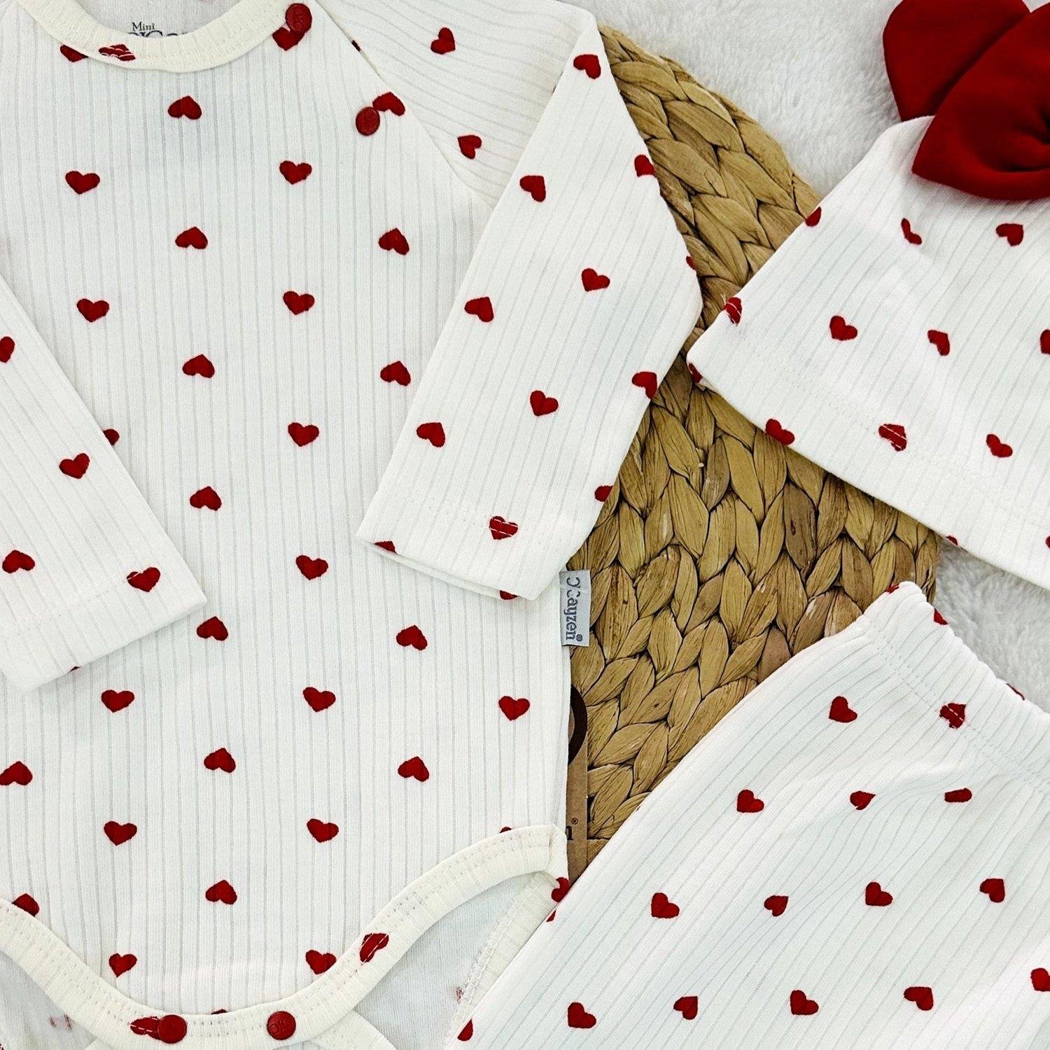 Kalpli Raporlu Kız Bebek 3lü Takım 3-6/6-9/9-12 Ay