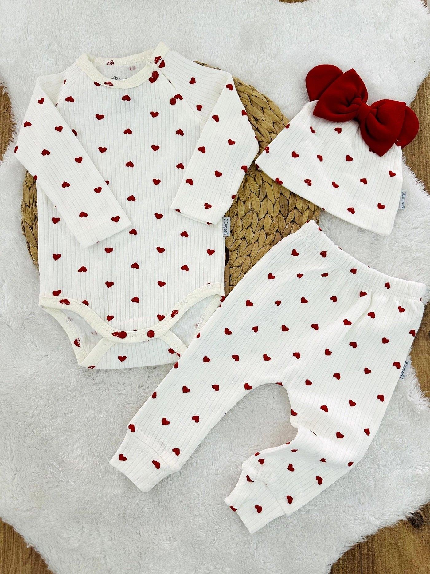 Kalpli Raporlu Kız Bebek 3lü Takım 3-6/6-9/9-12 Ay