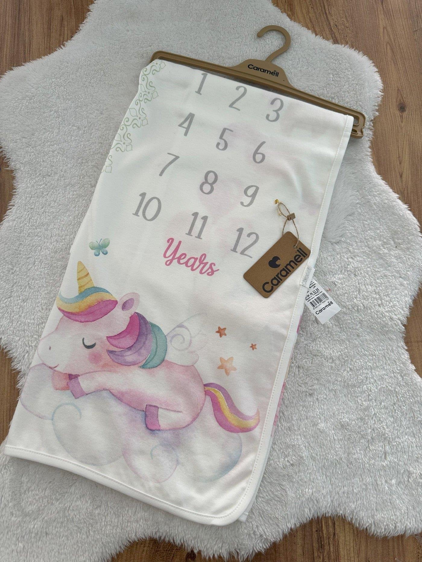 Unicorn Baskılı Bebek Anı Battaniyesi 90x90 Cm