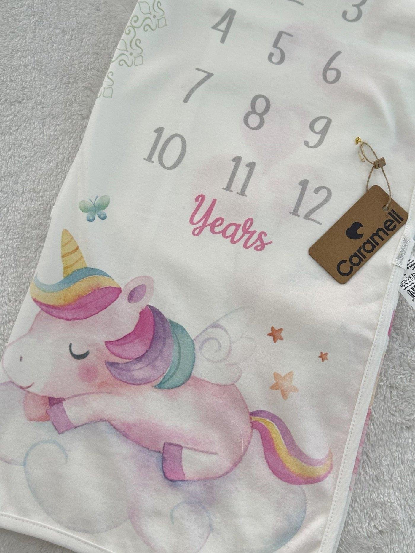 Unicorn Baskılı Bebek Anı Battaniyesi 90x90 Cm