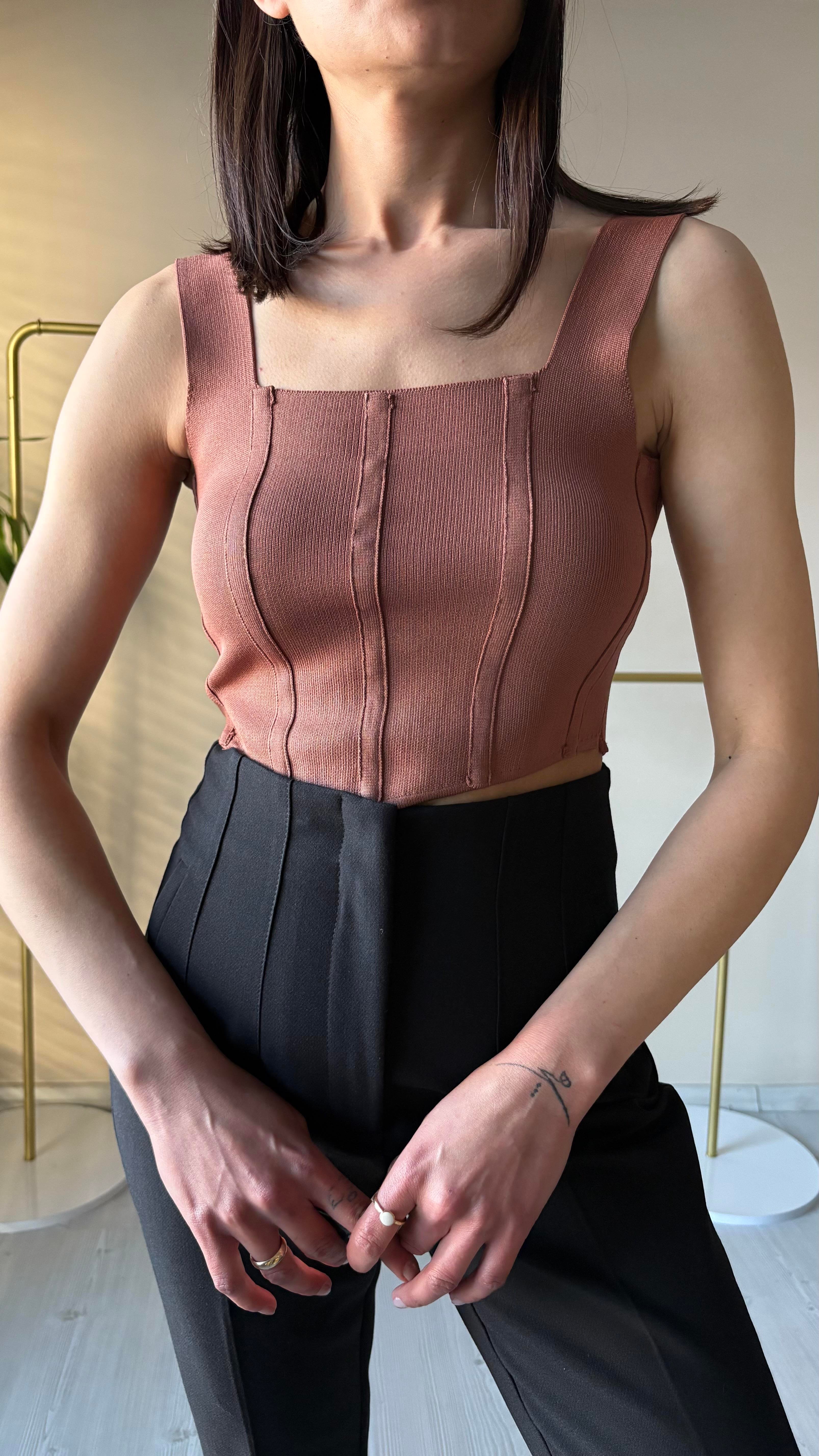 Askılı triko croptop