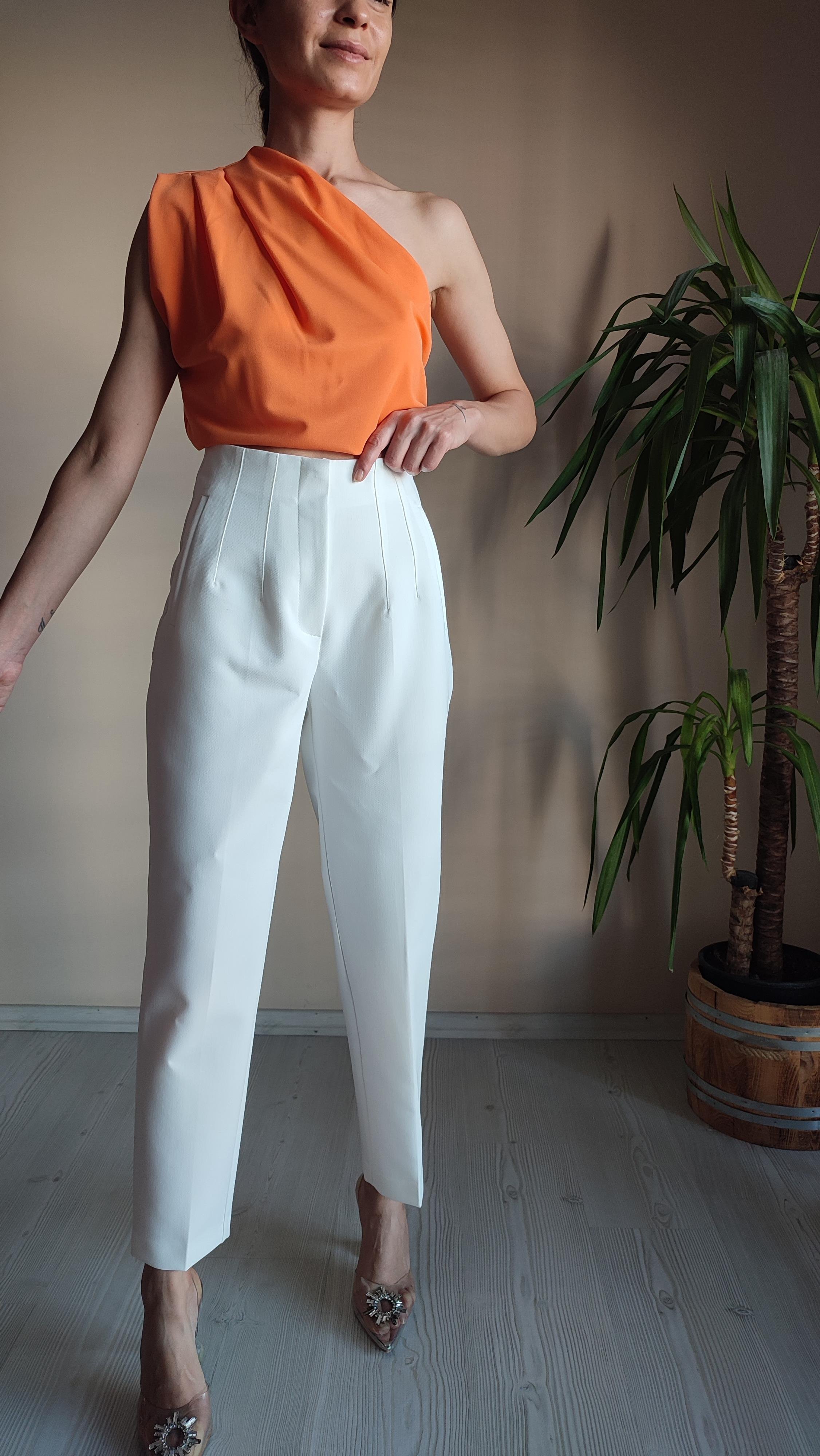 Beyaz Dabıl Zara model Havuç Pantolon 