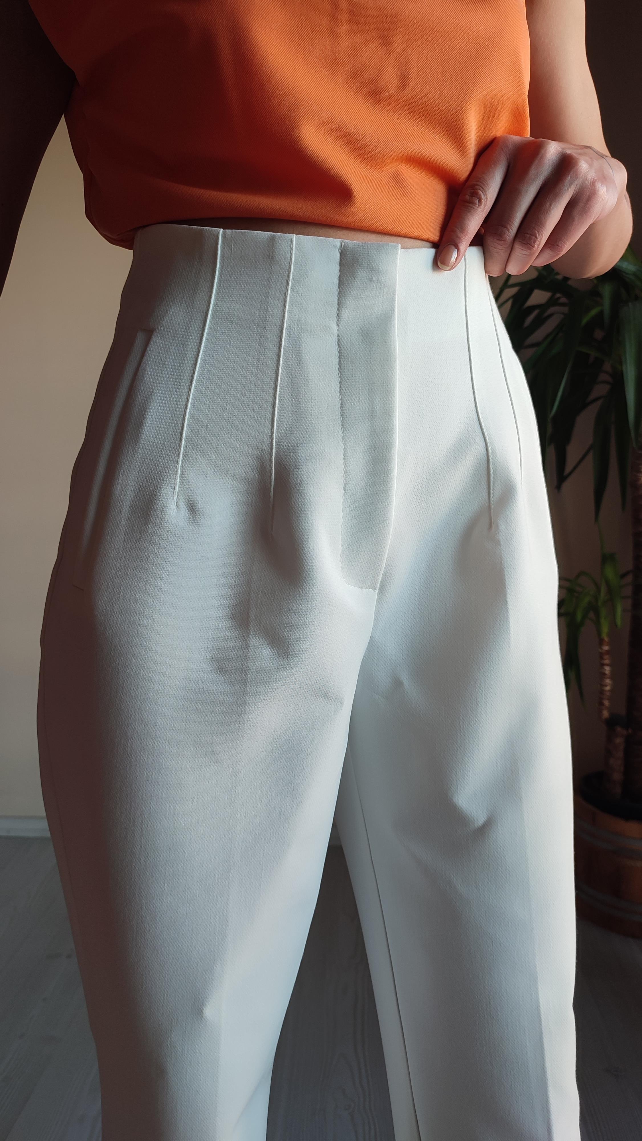 Beyaz Dabıl Zara model Havuç Pantolon 