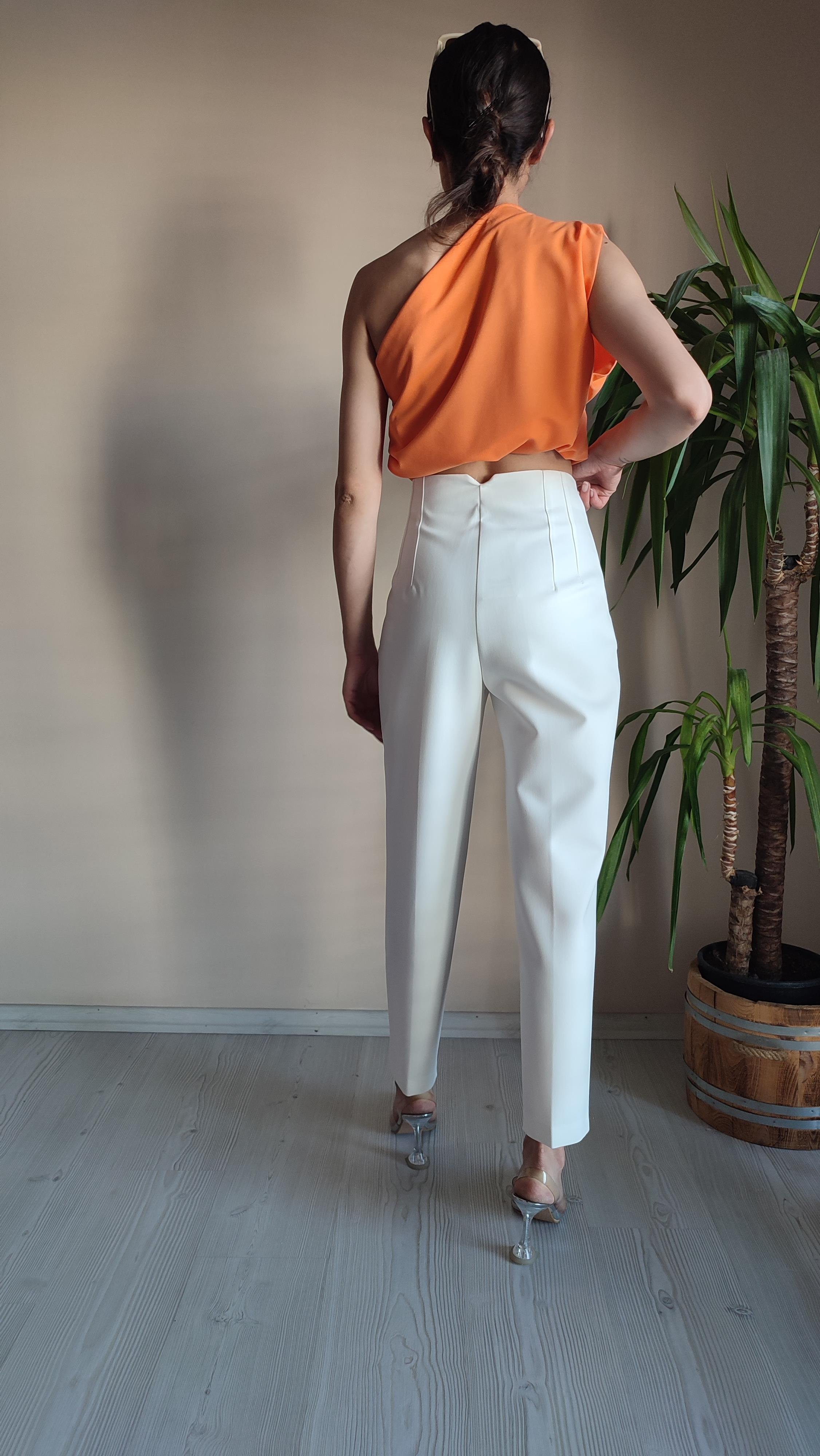 Beyaz Dabıl Zara model Havuç Pantolon 