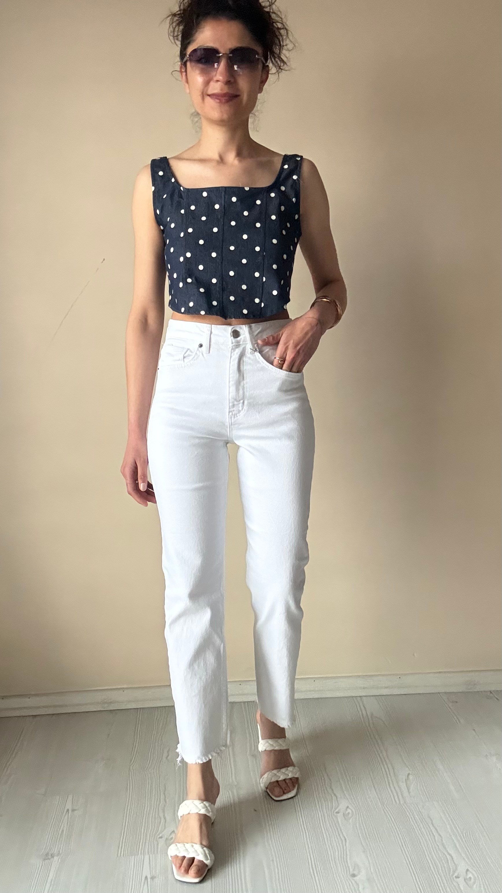 Beyaz Lazer Kesim Slimmomfit Jean 