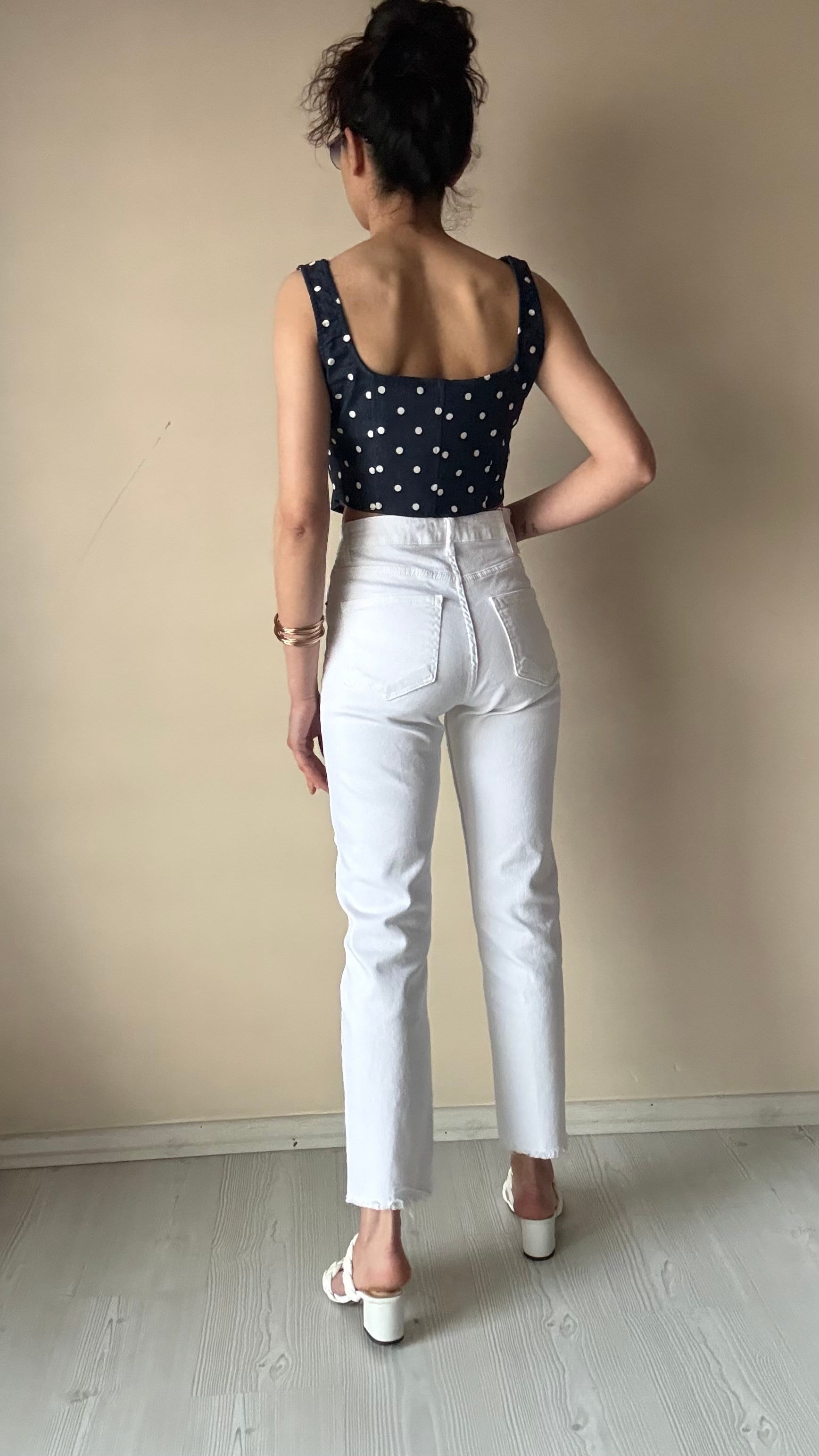 Beyaz Lazer Kesim Slimmomfit Jean 