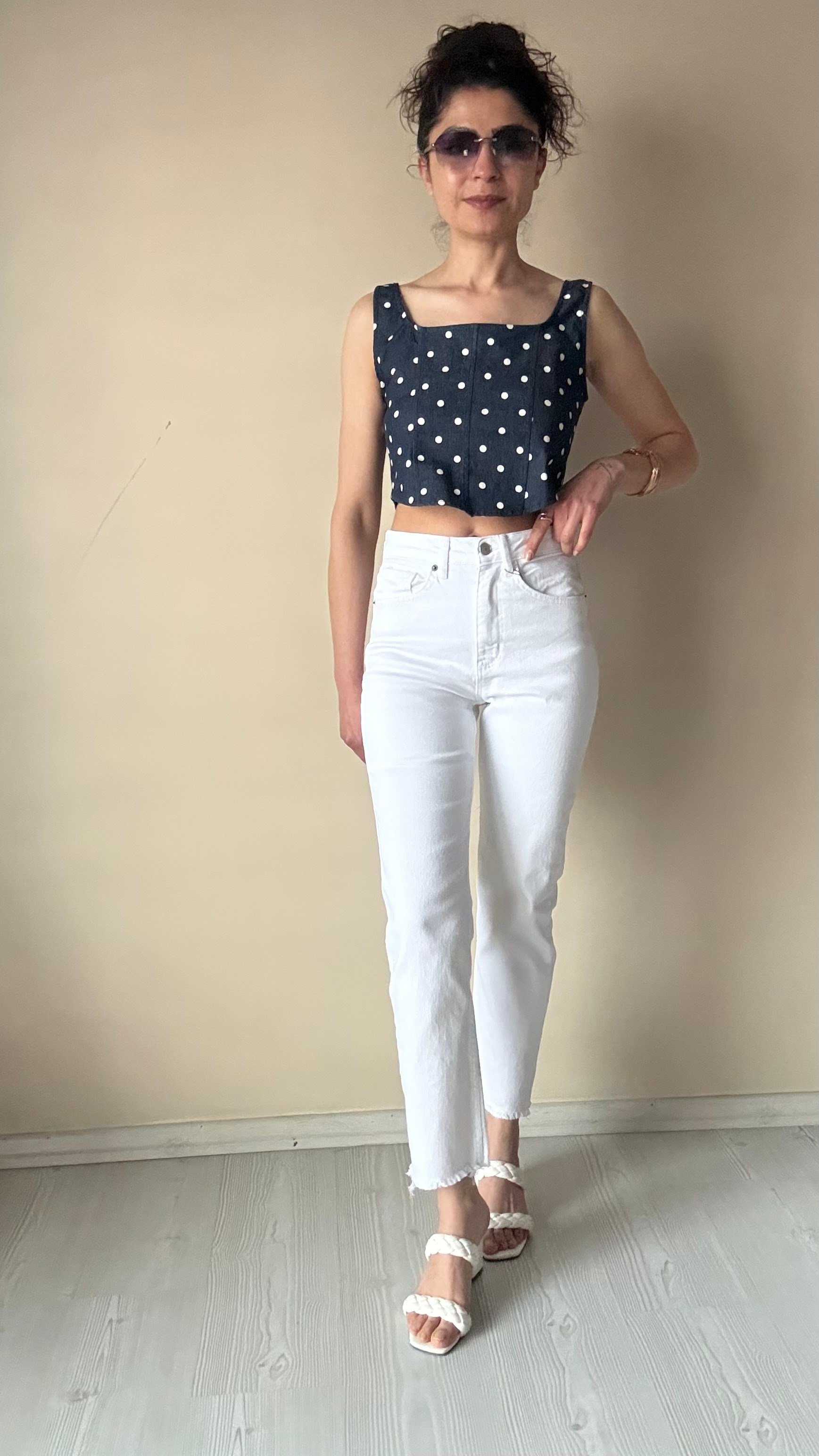 Beyaz Lazer Kesim Slimmomfit Jean 