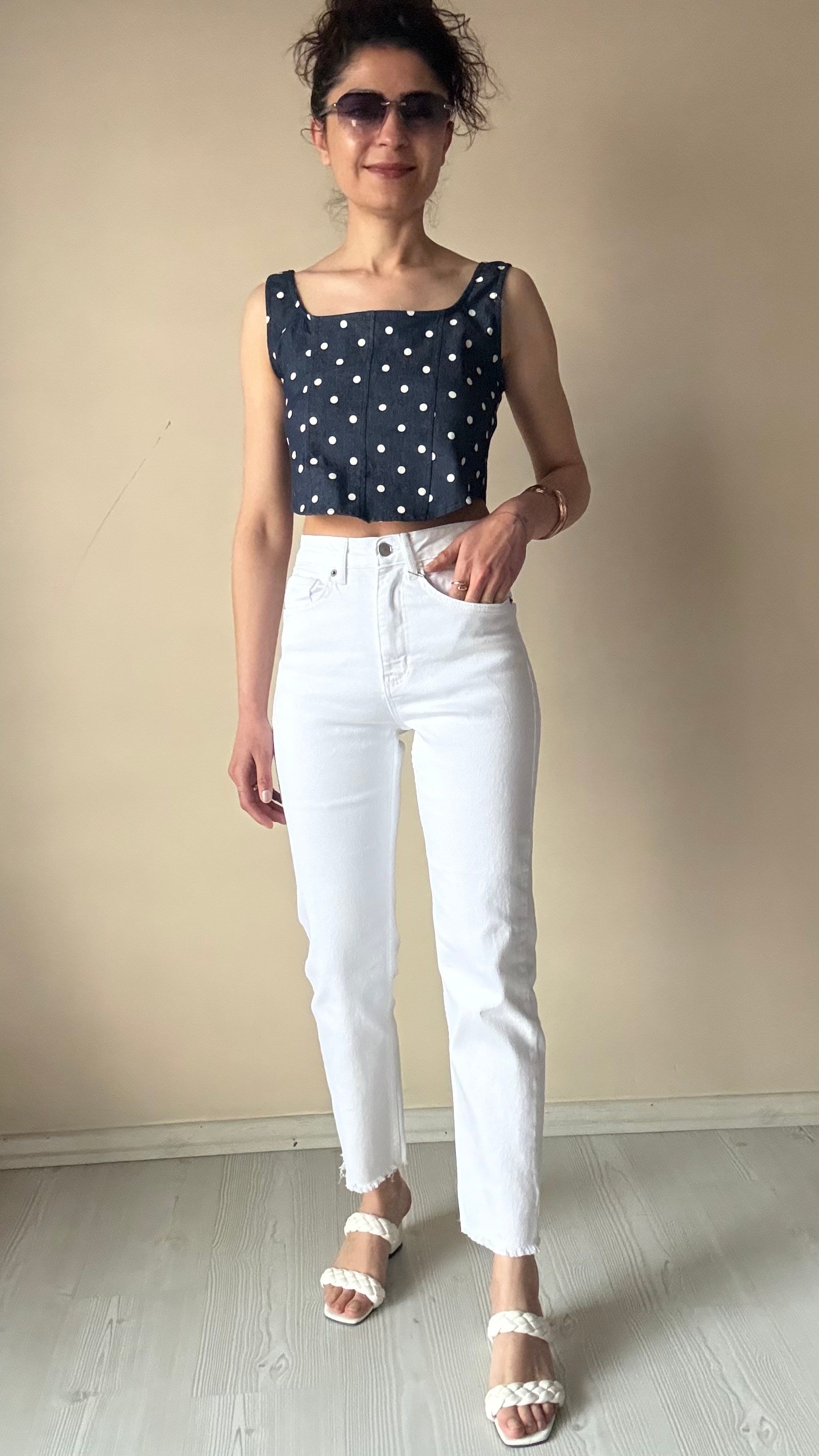 Beyaz Lazer Kesim Slimmomfit Jean 