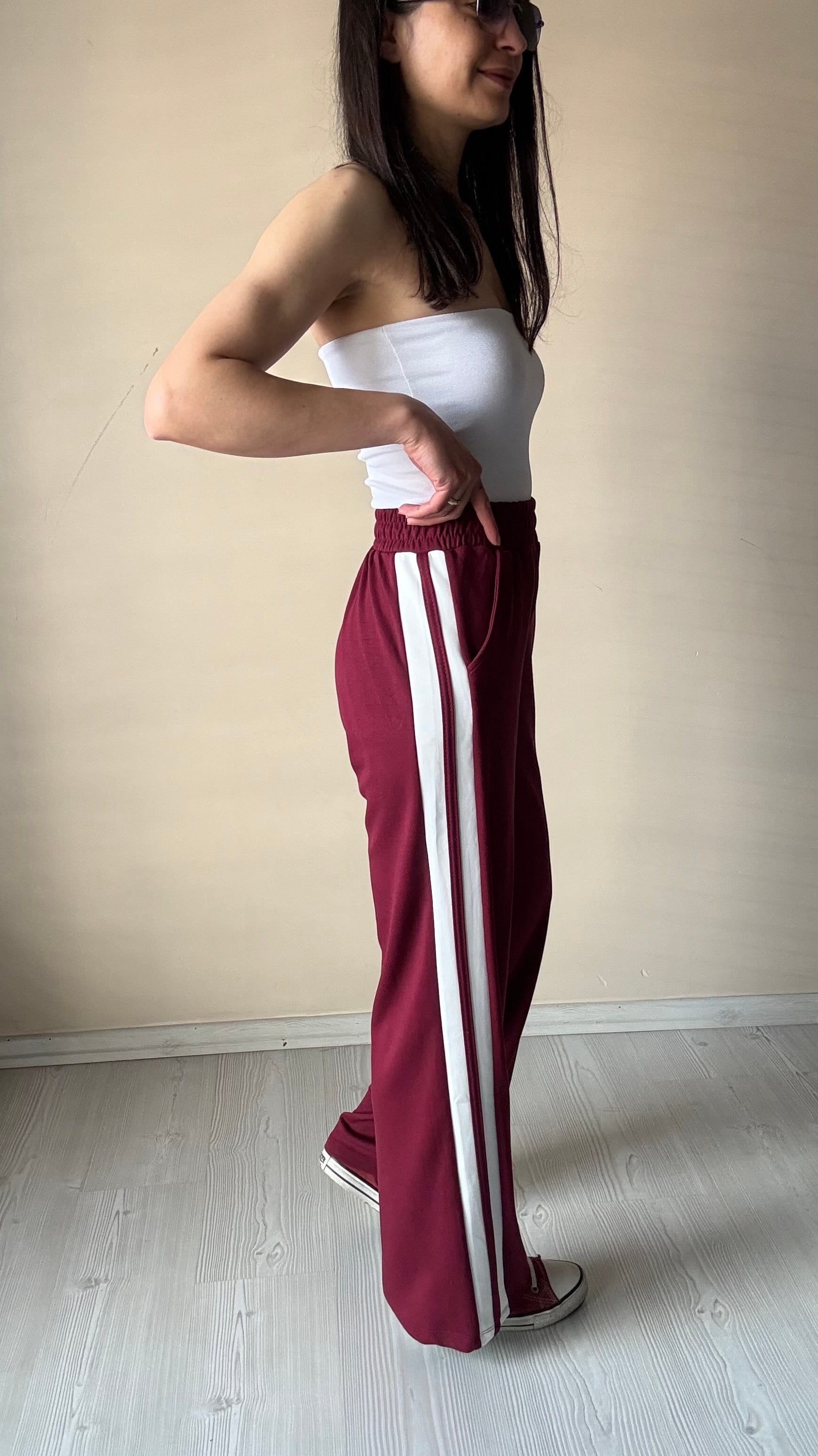 Bordo Yan Biyeli Modal Pantolon 