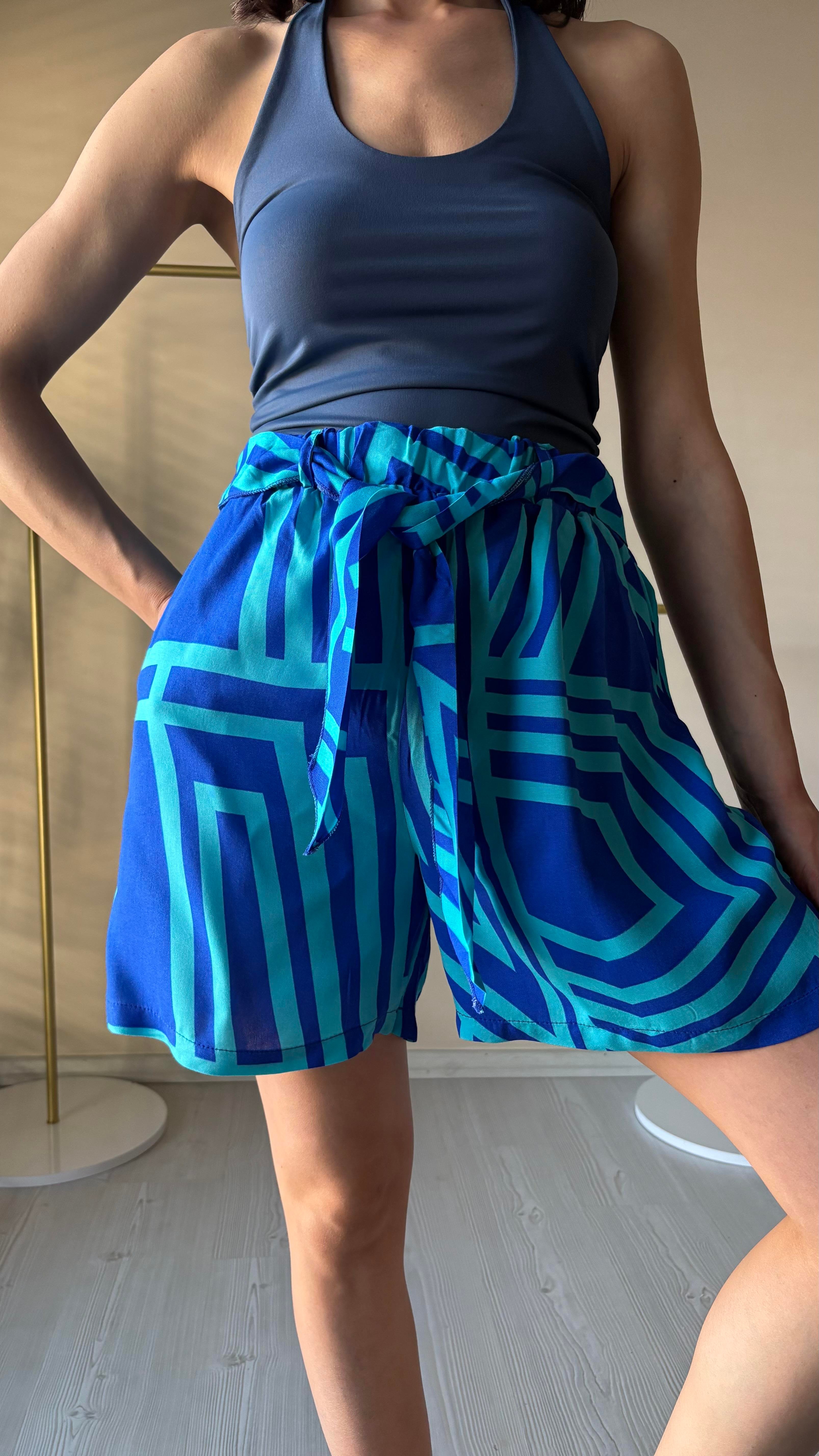 Çizgi desen Dokuma şort 