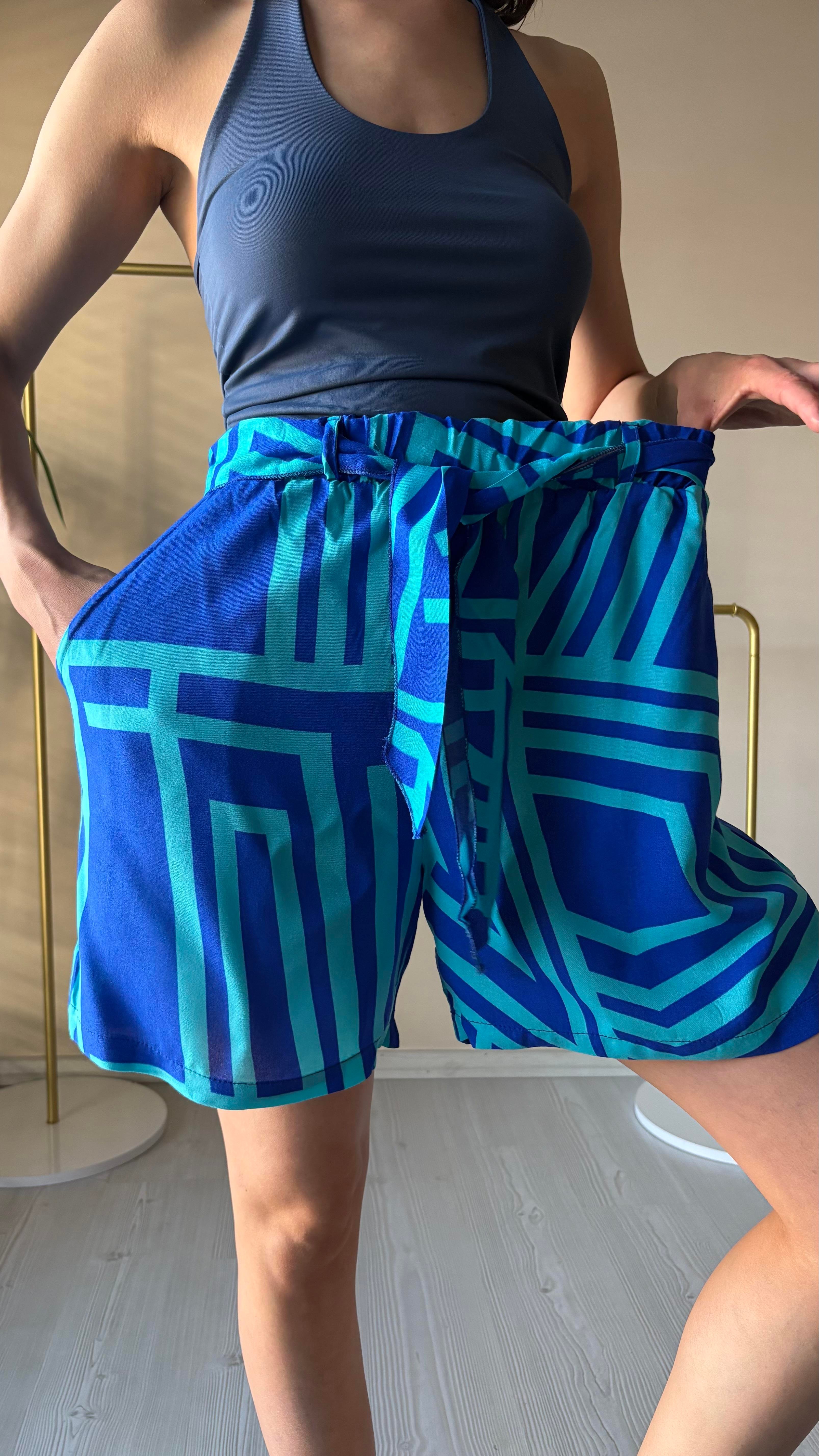 Çizgi desen Dokuma şort 