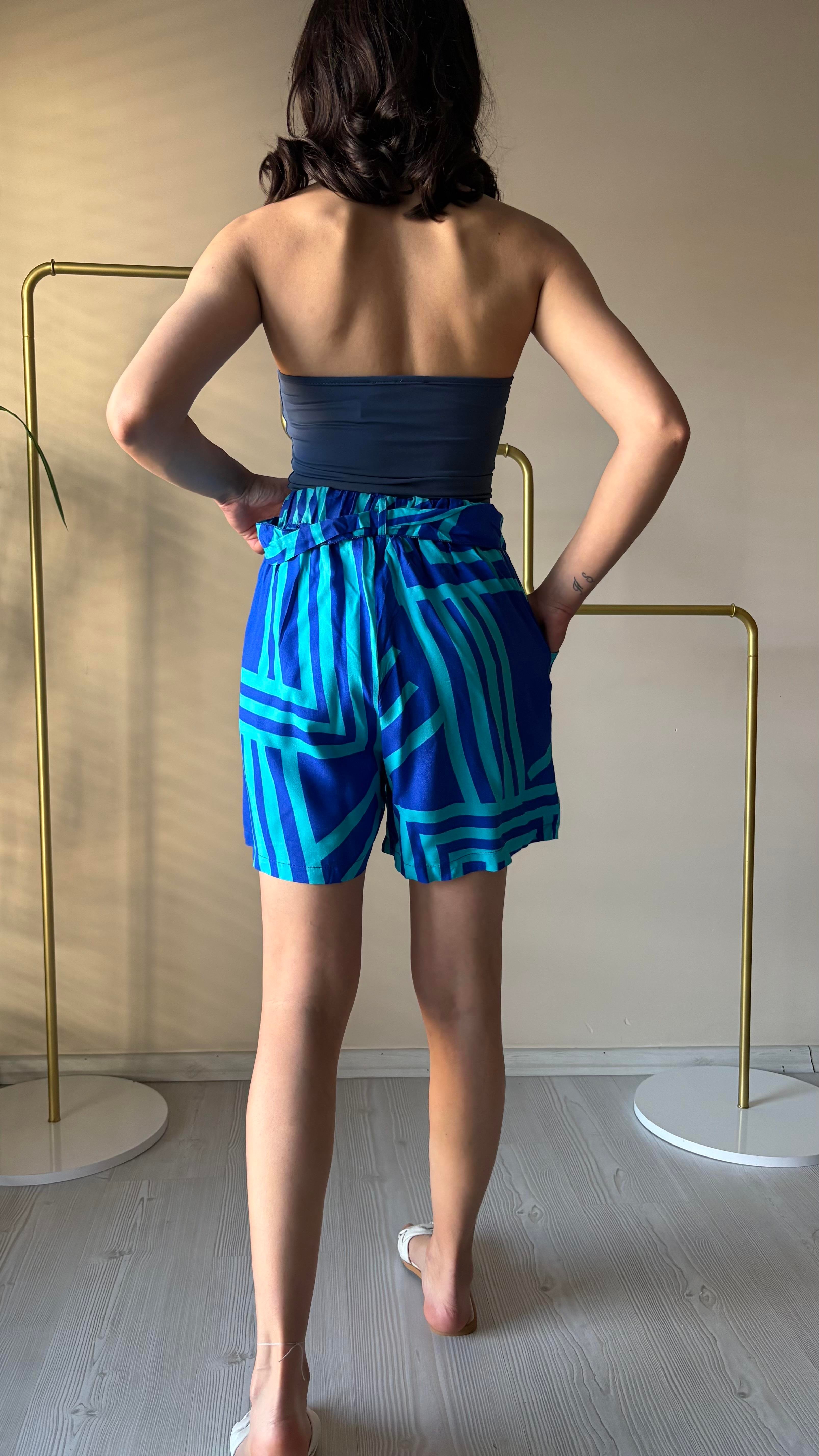 Çizgi desen Dokuma şort 