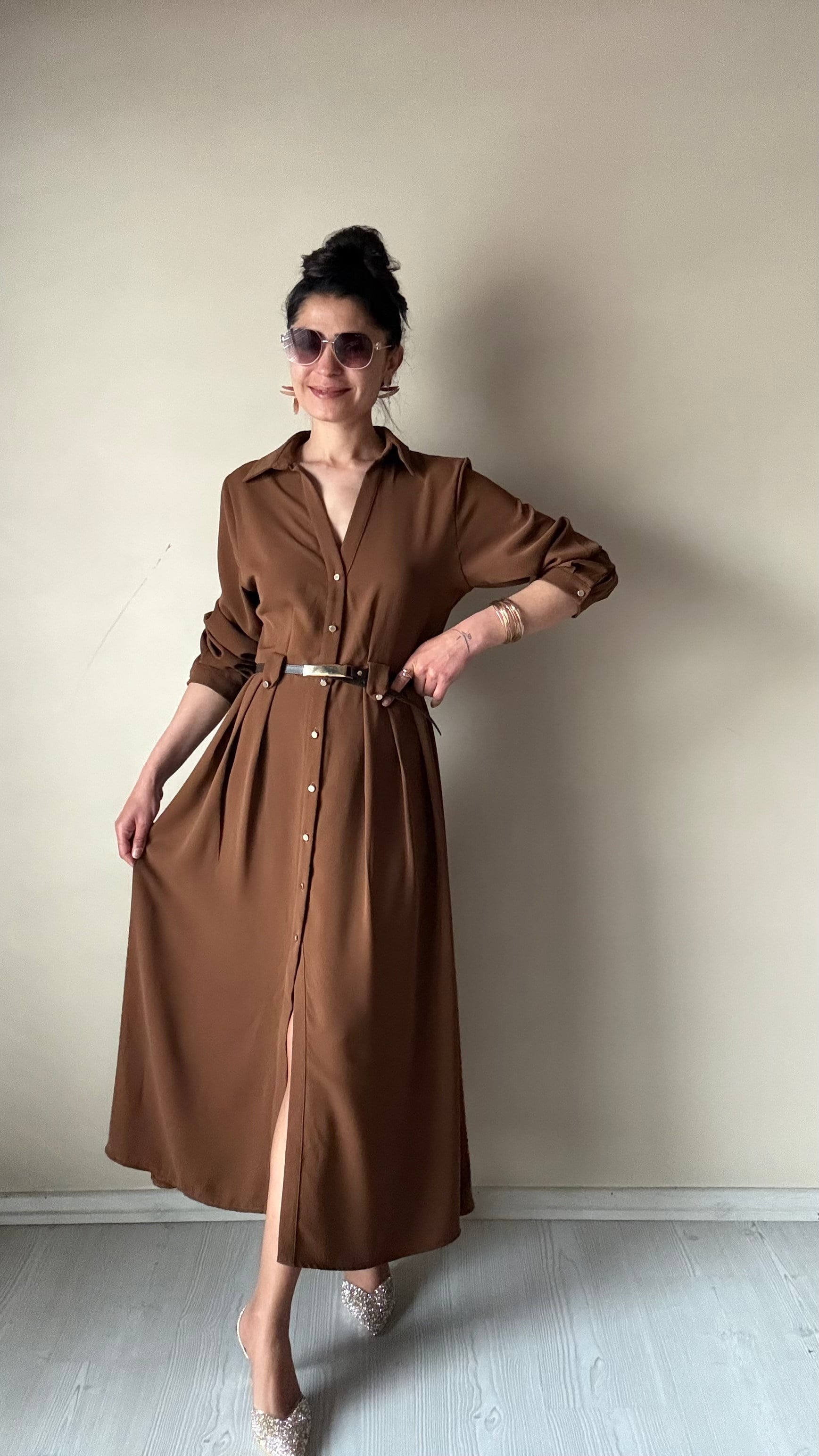Concept Camel Premıum Kemerli Elbise 