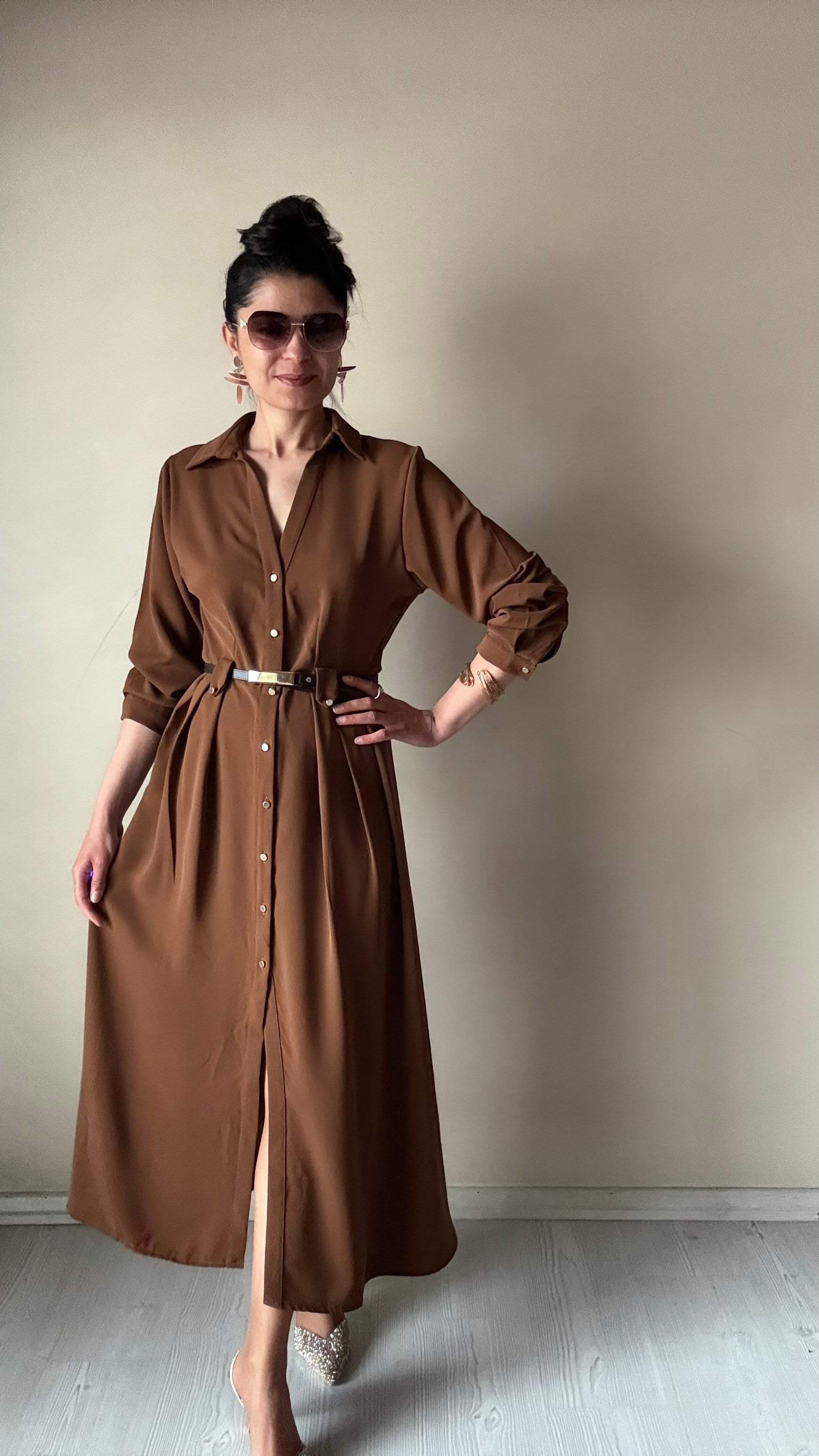Concept Camel Premıum Kemerli Elbise 