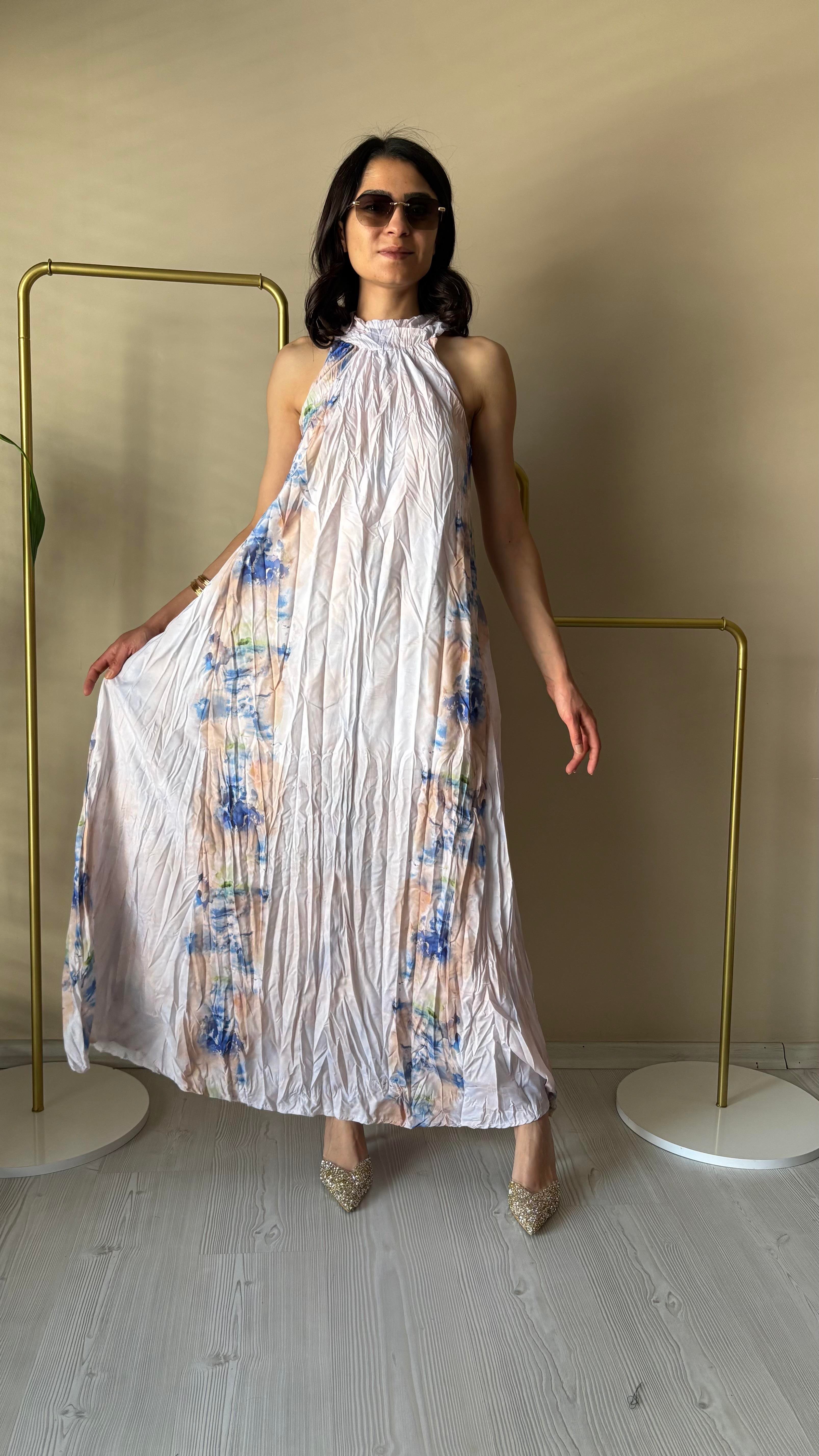 Desenli Crash Elbise 