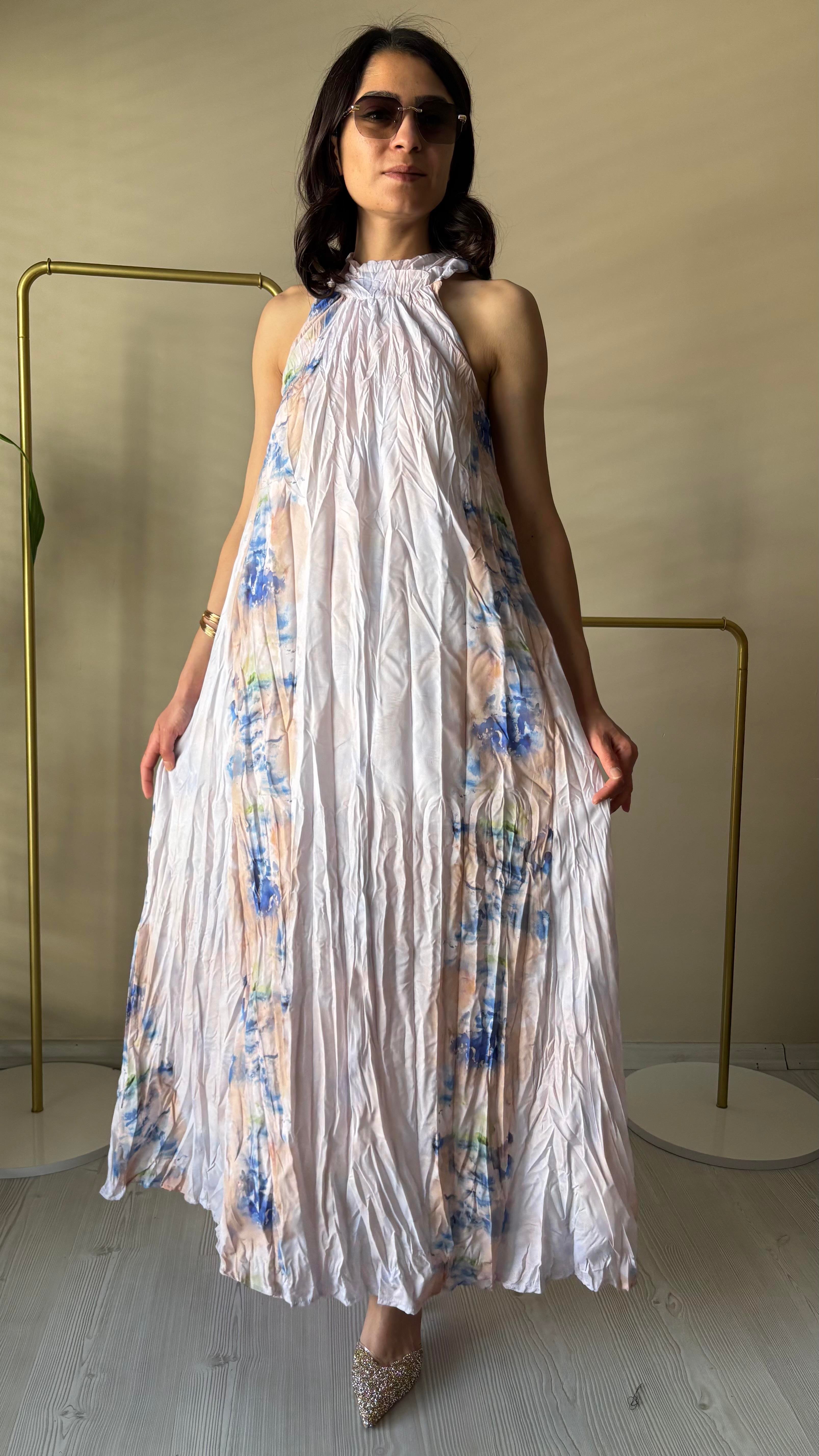 Desenli Crash Elbise 