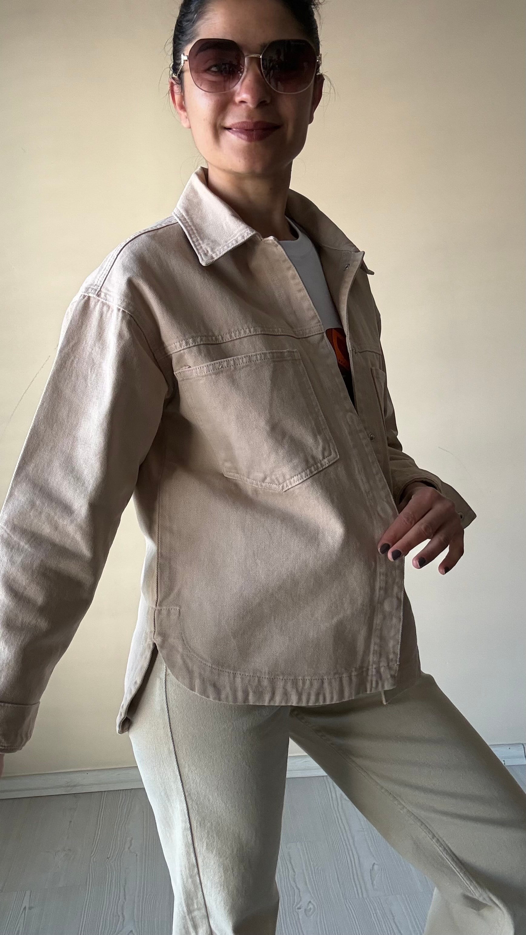 Ekru Gabardin Ceket