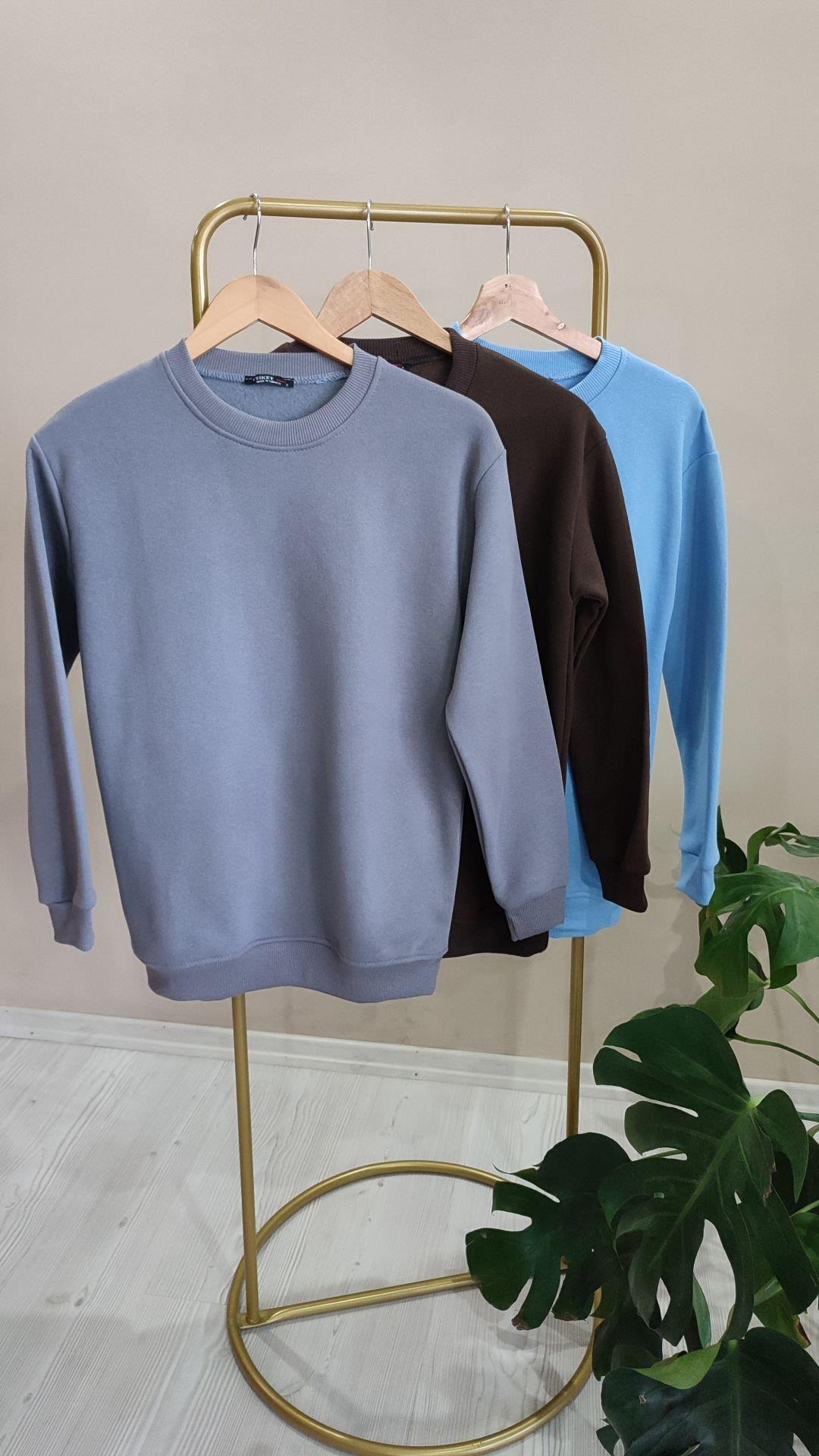 Gri üç iplik şardonlu Basic sweat