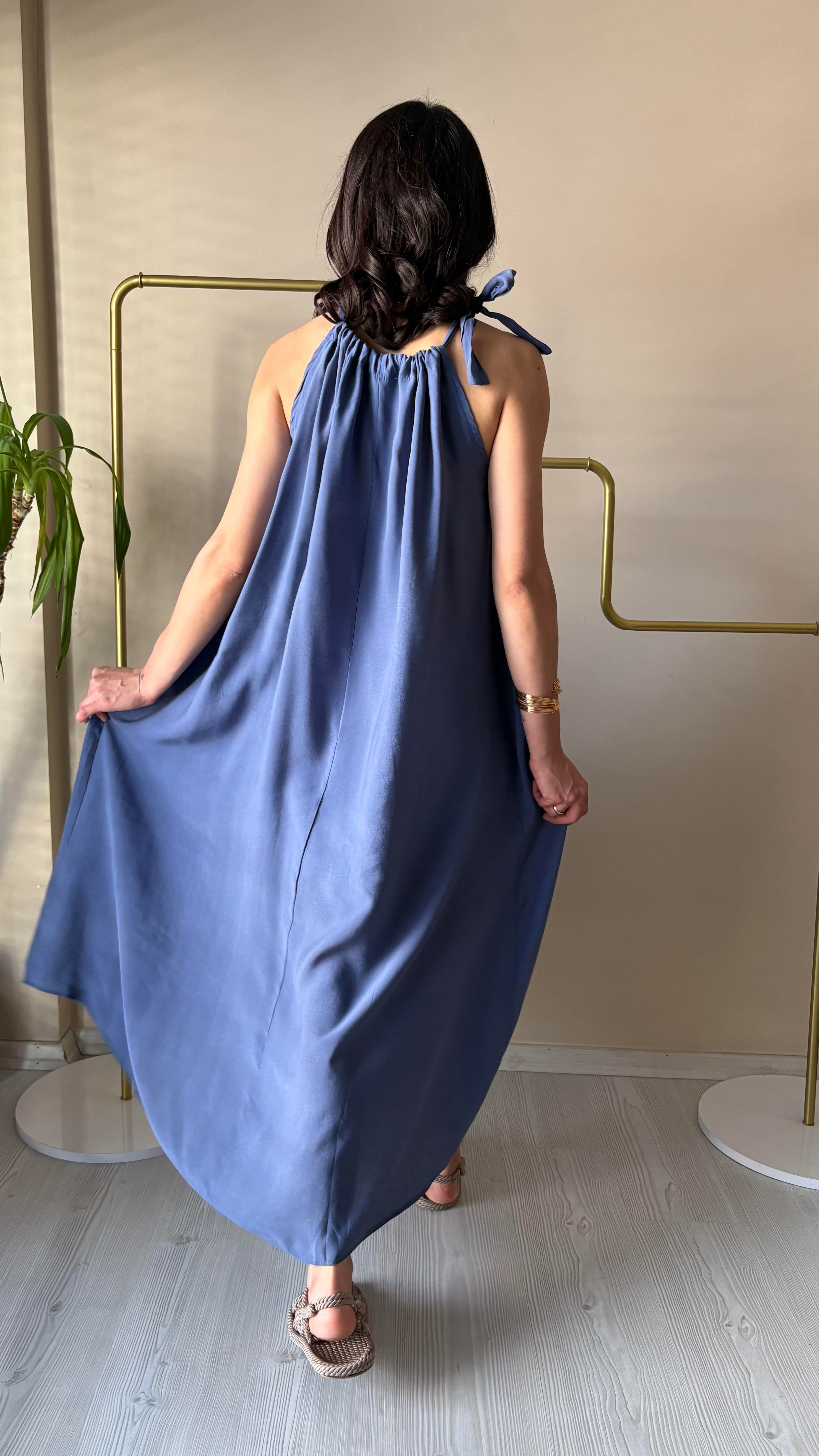 İndigo Tensel Elbise
