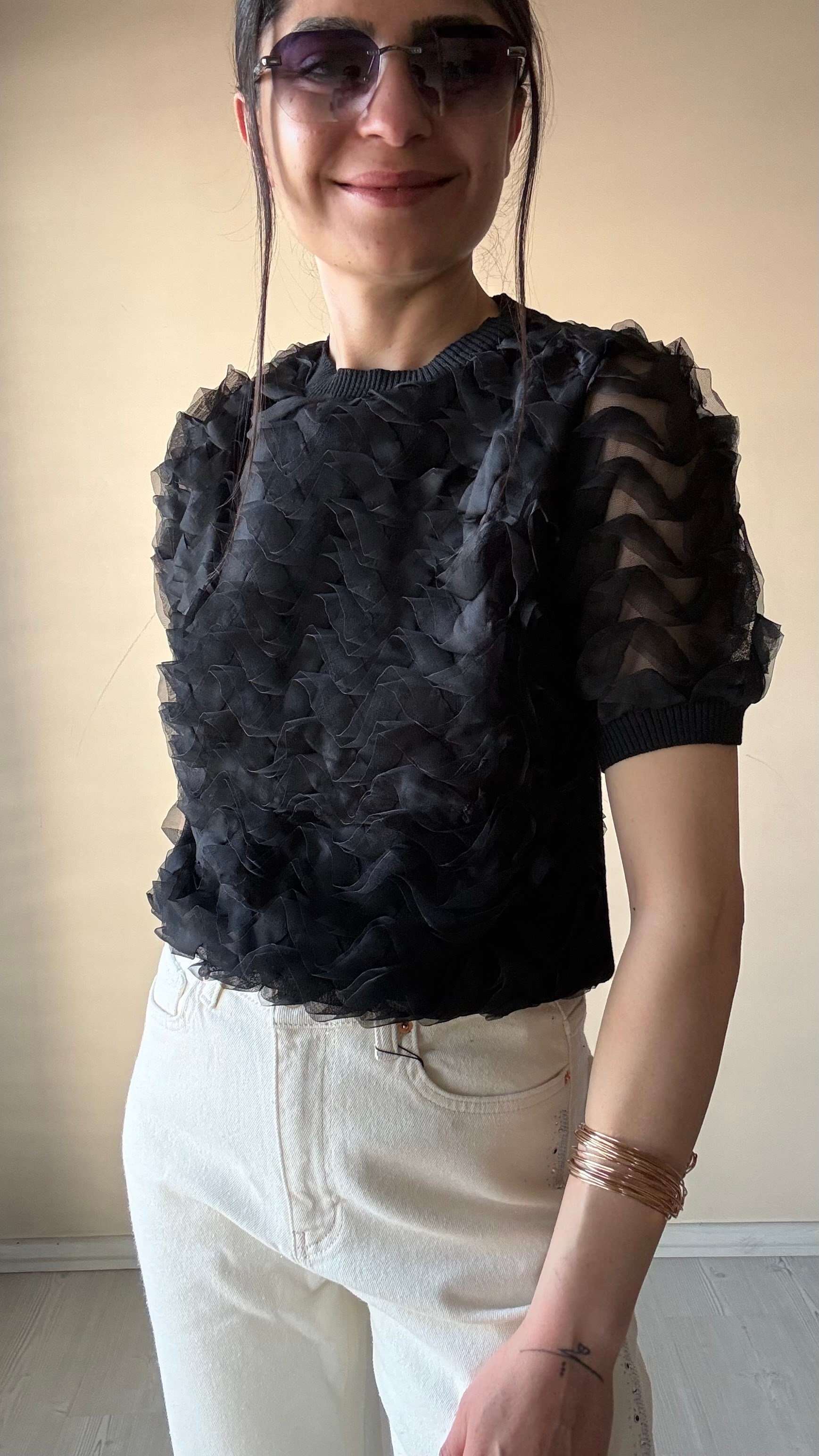 Kabartma Dantelli Bluz