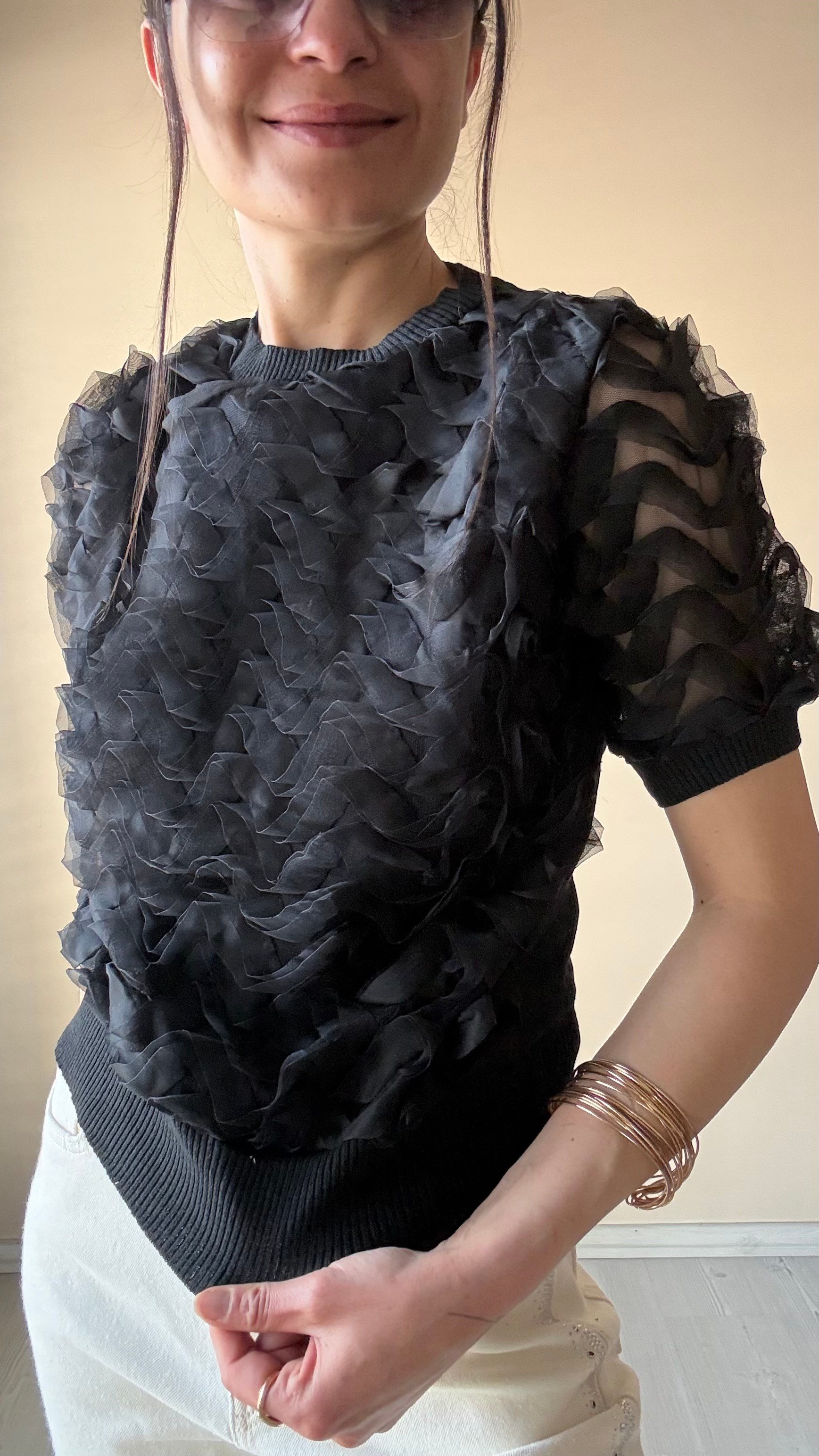 Kabartma Dantelli Bluz